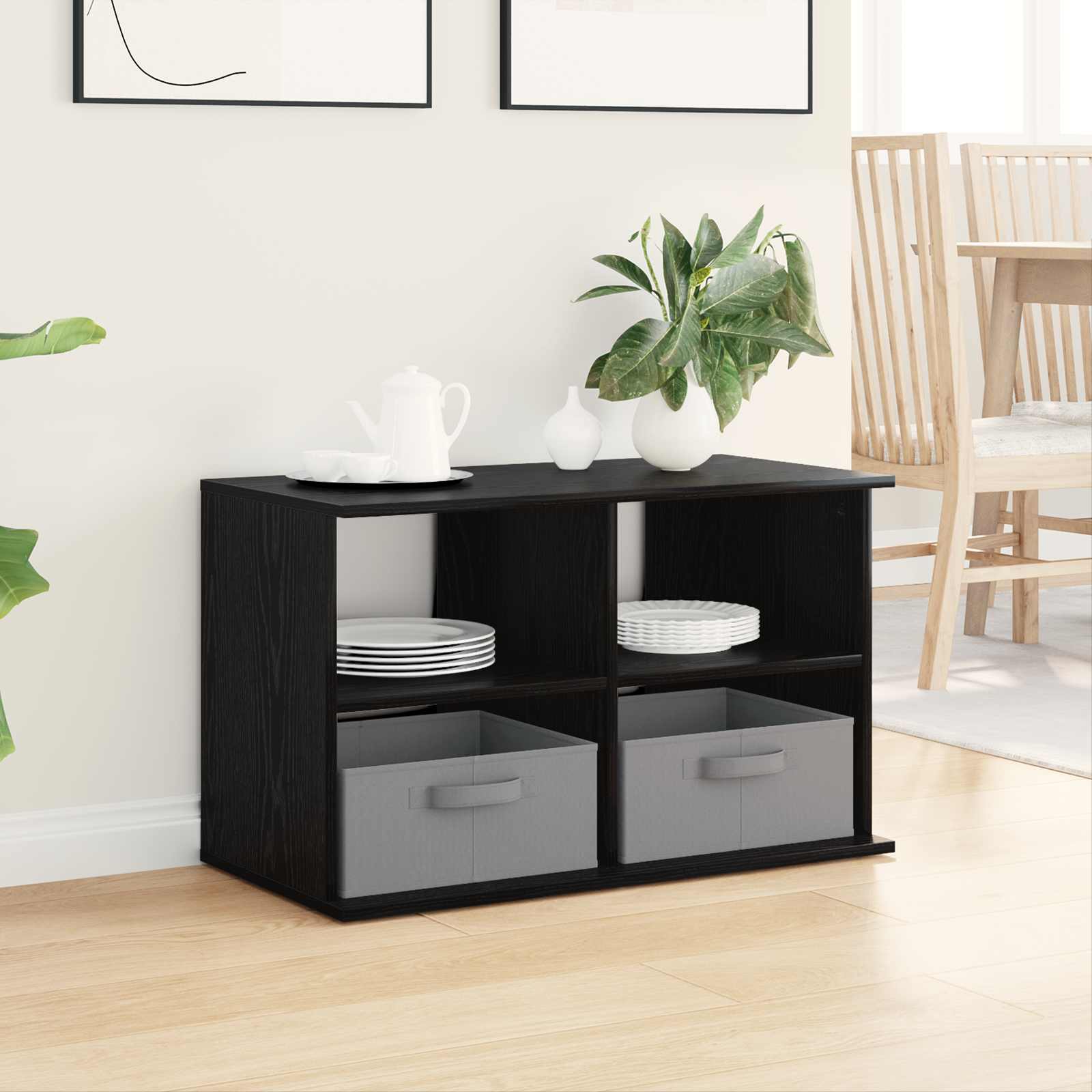 TV stand with Drawer Black Oak 79 x 40 x 48 cm