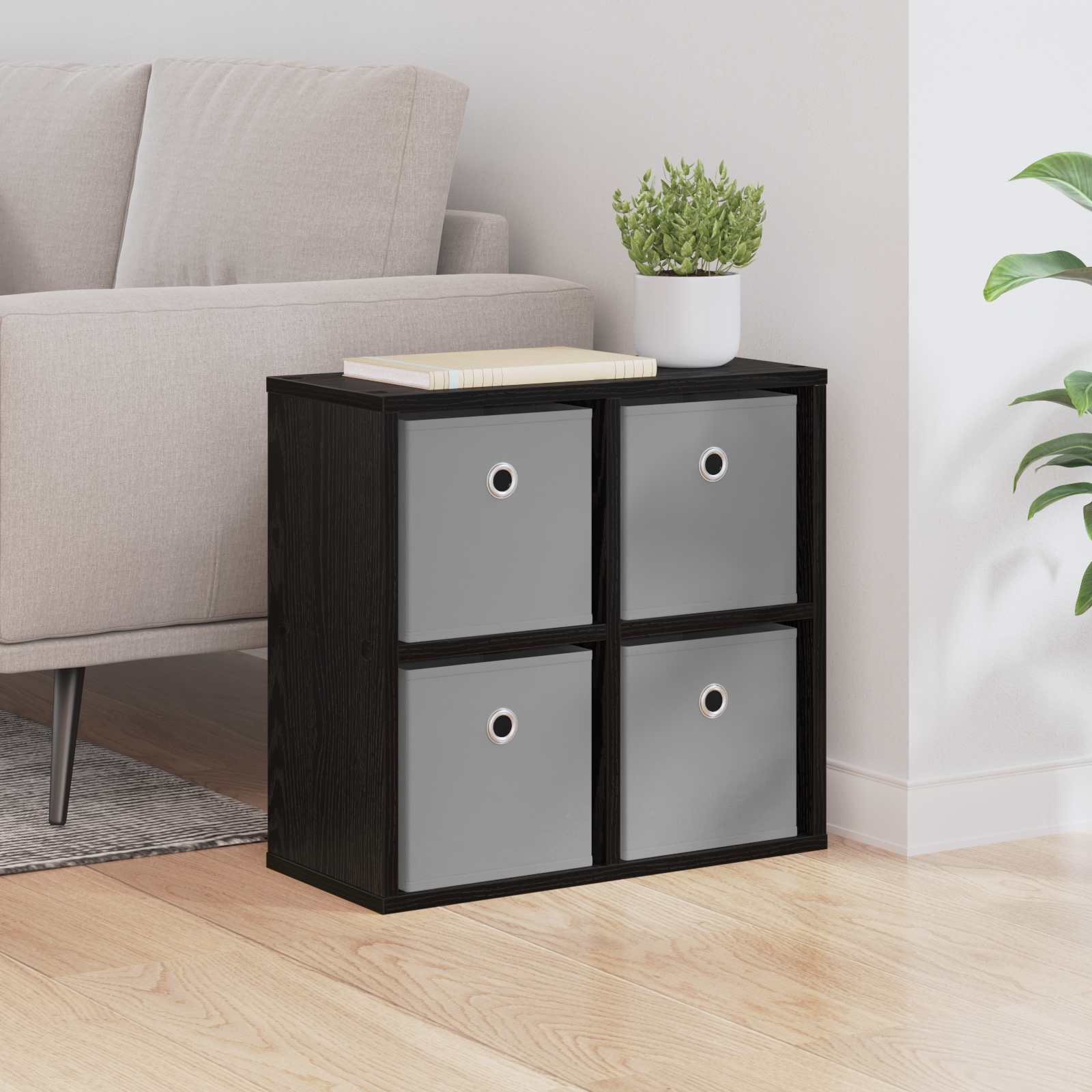 Sideboard with Drawer Black Oak 49.5 x 22 x 47 cm