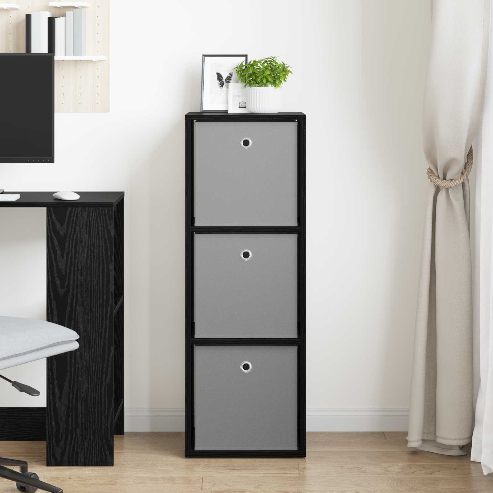 Sideboard with Drawer Black Oak 35 x 32 x 99.5 cm