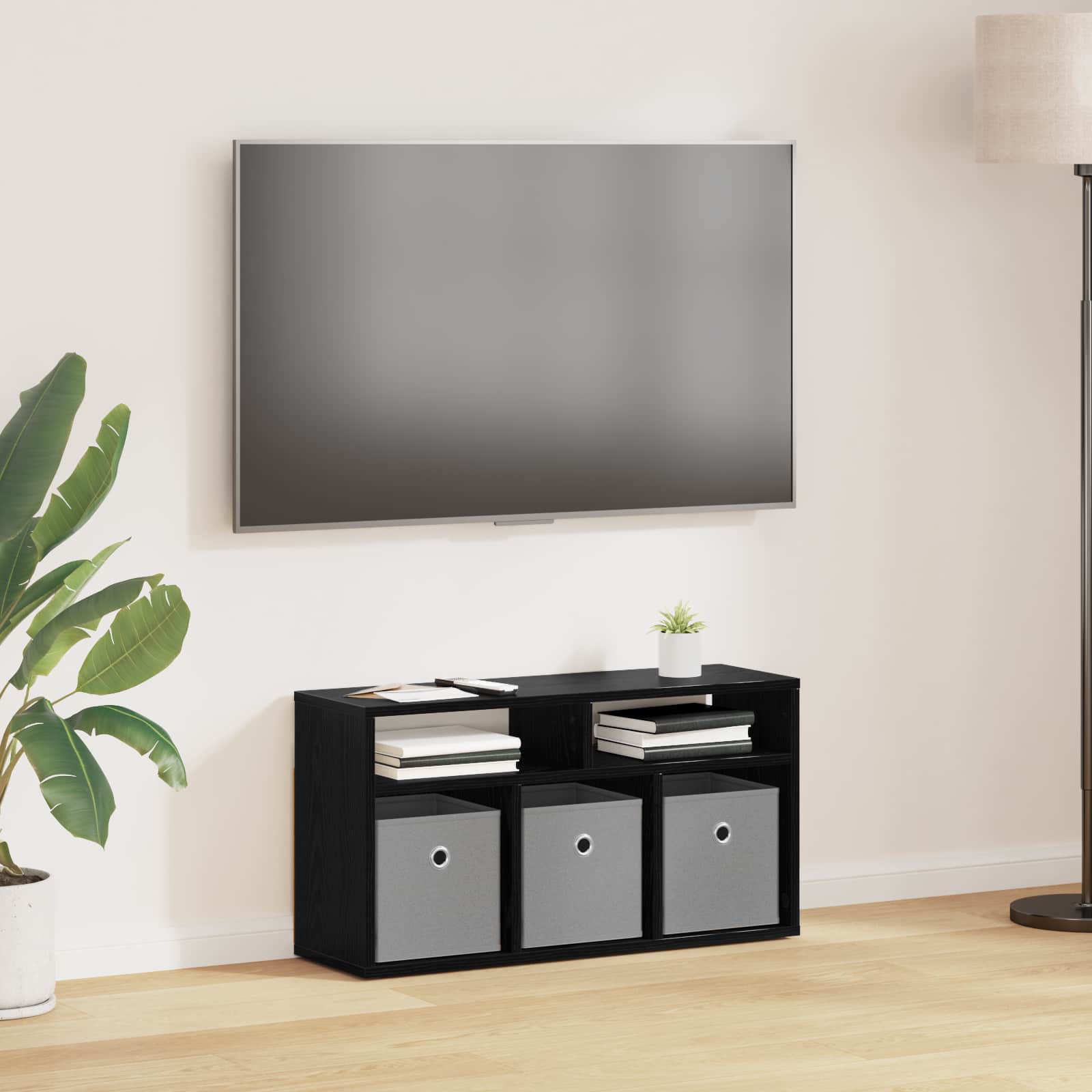 Lowboard with Drawer Black Oak 72 x 22.5 x 38 cm
