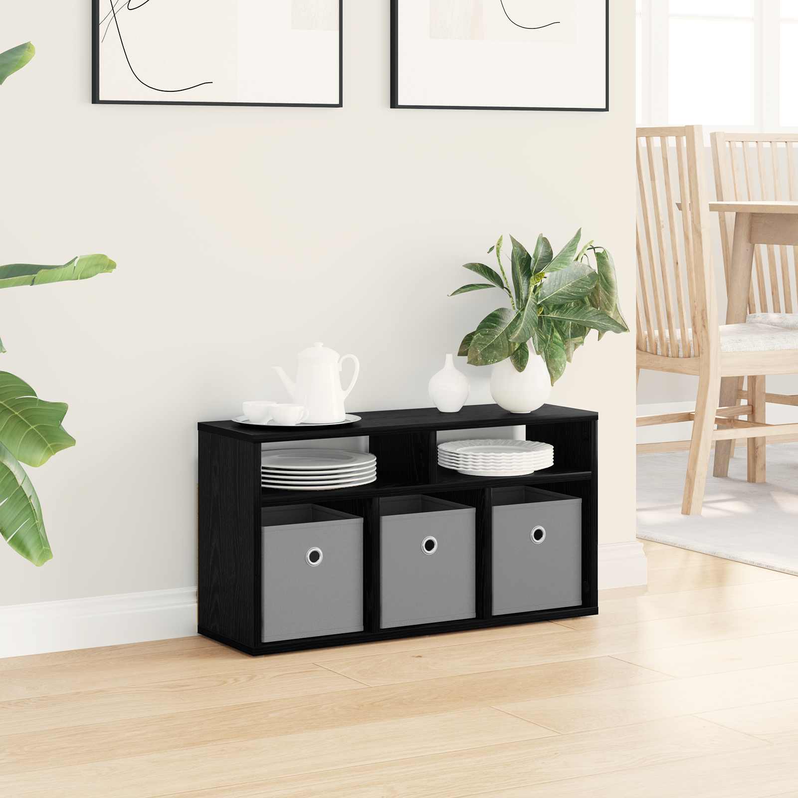 Lowboard with Drawer Black Oak 72 x 22.5 x 38 cm