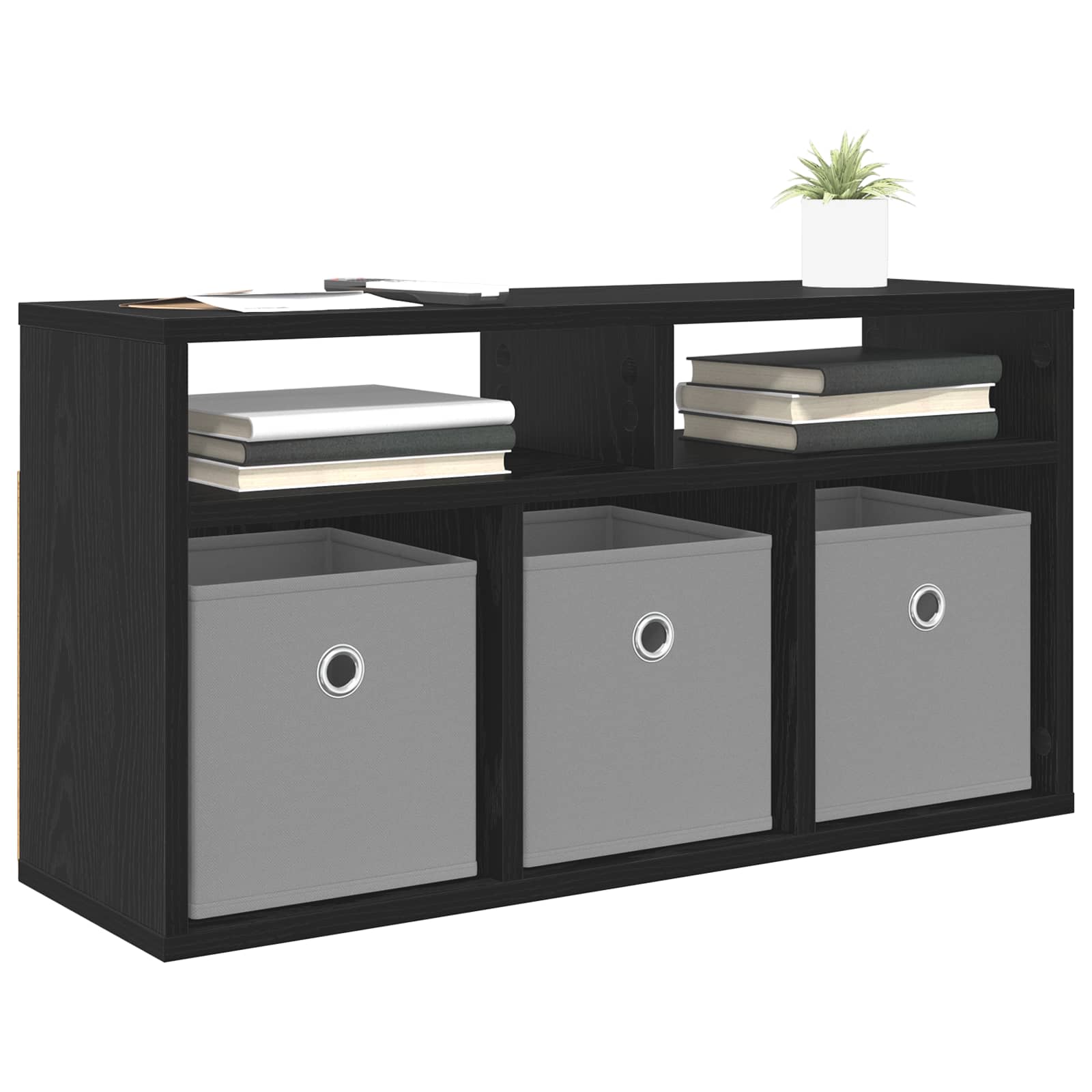 Lowboard with Drawer Black Oak 72 x 22.5 x 38 cm