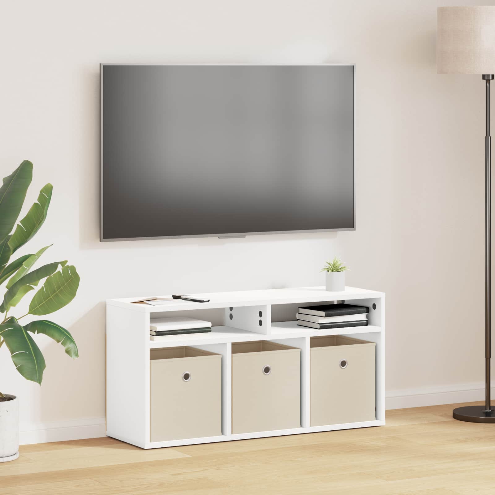 Lowboard with Drawer White 87 x 27.5 x 43 cm