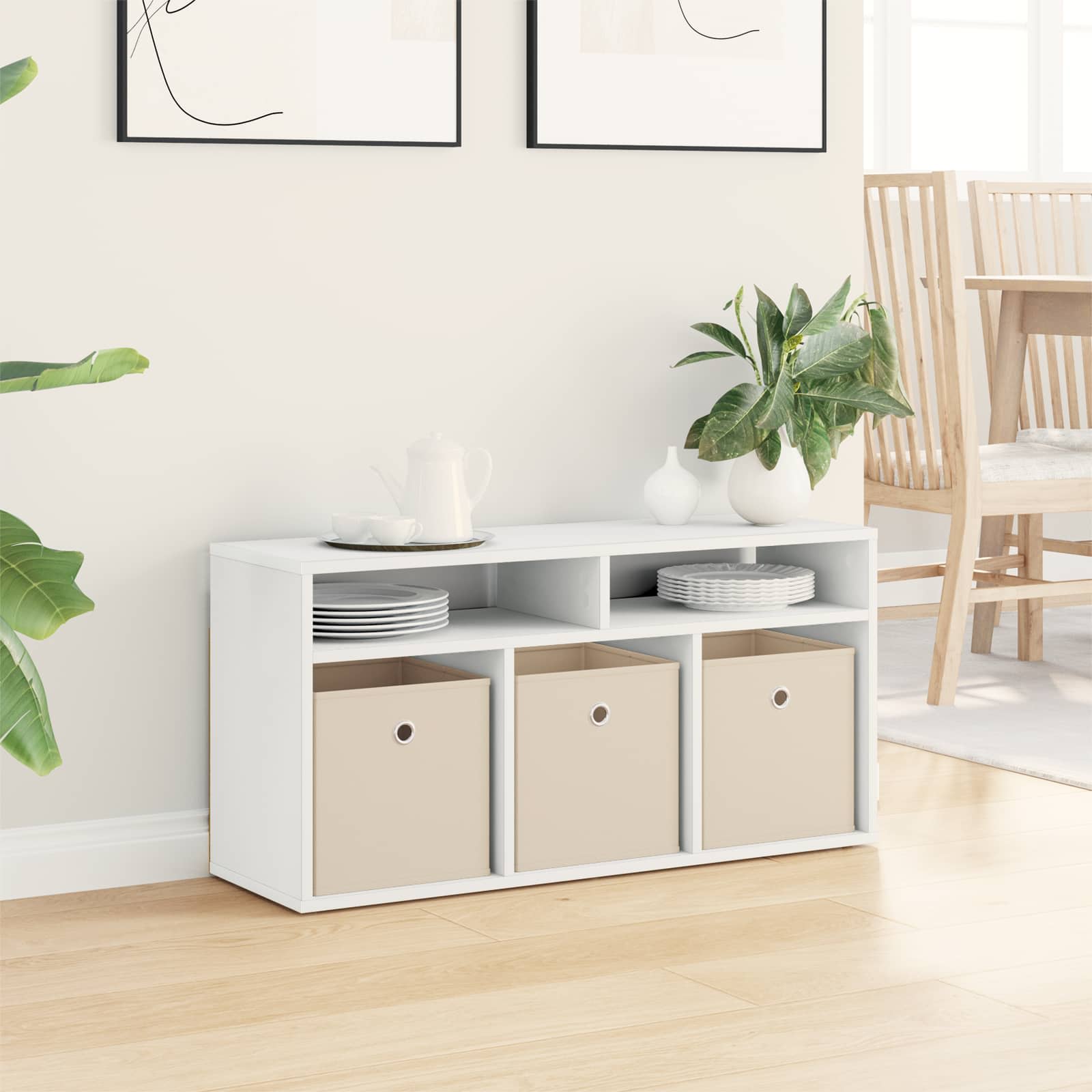 Lowboard with Drawer White 87 x 27.5 x 43 cm
