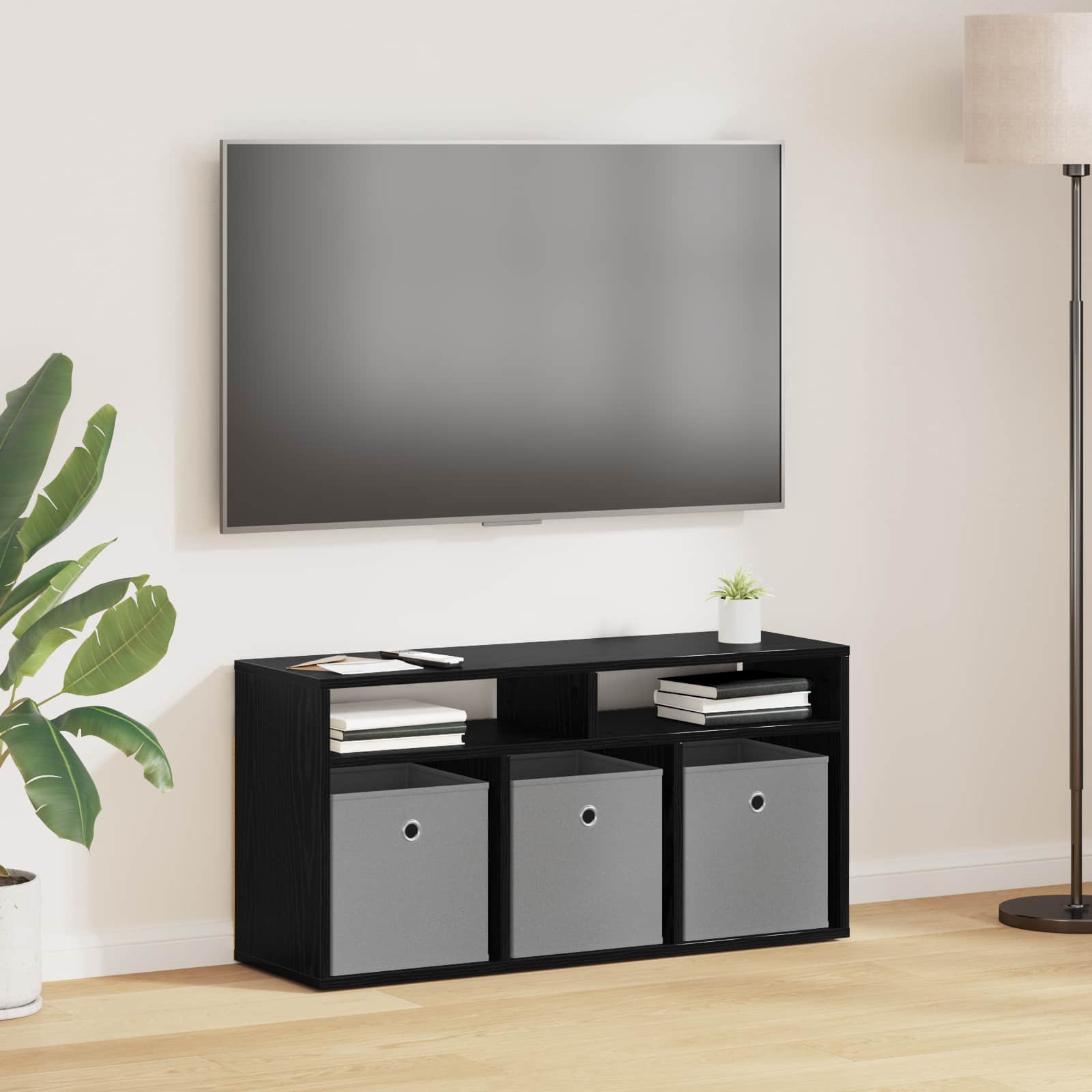 Lowboard with Drawer Black Oak 87 x 27.5 x 43 cm