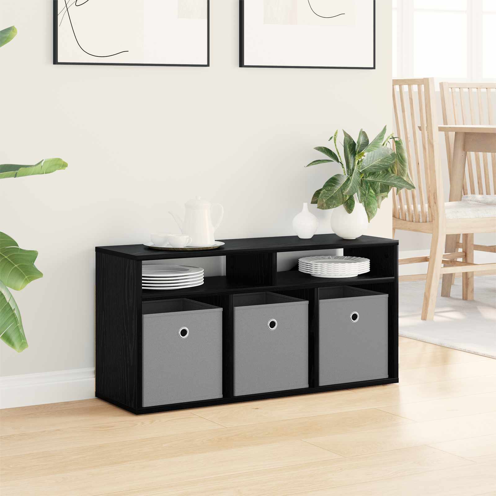 Lowboard with Drawer Black Oak 87 x 27.5 x 43 cm