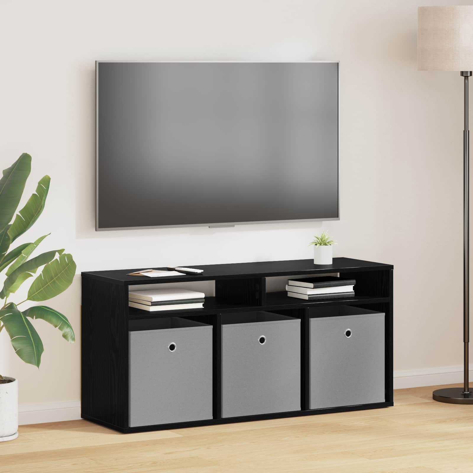 Lowboard with Drawer Black Oak 102 x 32 x 48.5 cm