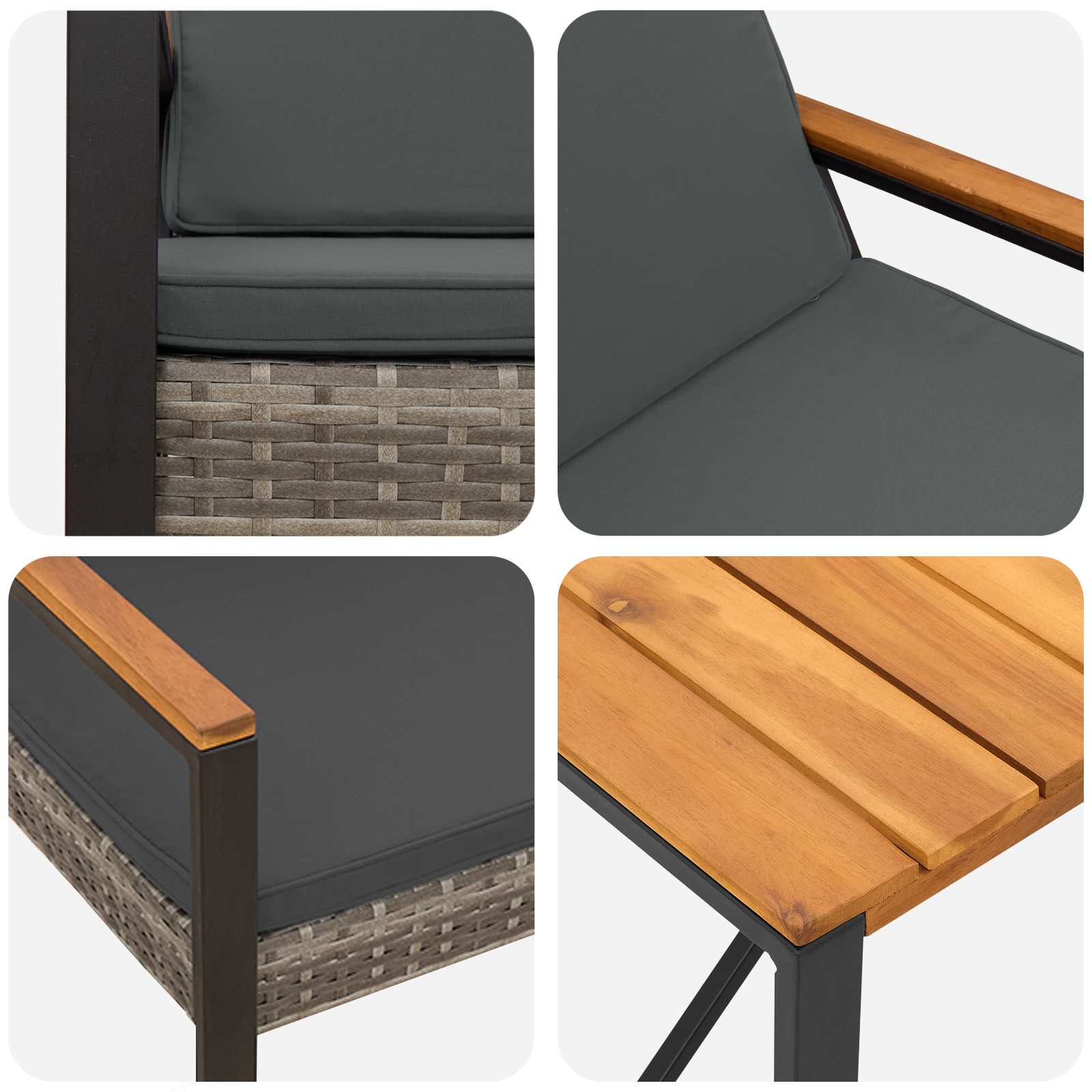 Outdoor Furniture Set 4 pcs Grey and Dark Grey Poly Rattan
