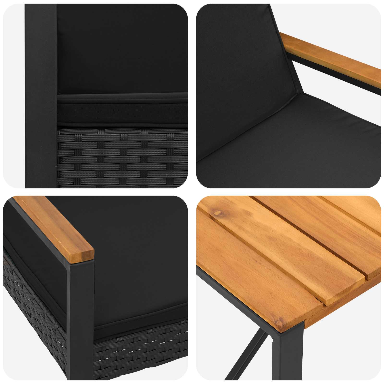 Outdoor Furniture Set with Cushion 3 pcs Black Poly Rattan