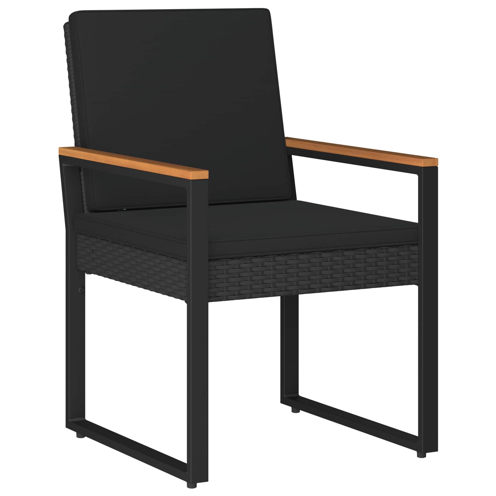 Outdoor Furniture Set with Cushion 3 pcs Black Poly Rattan