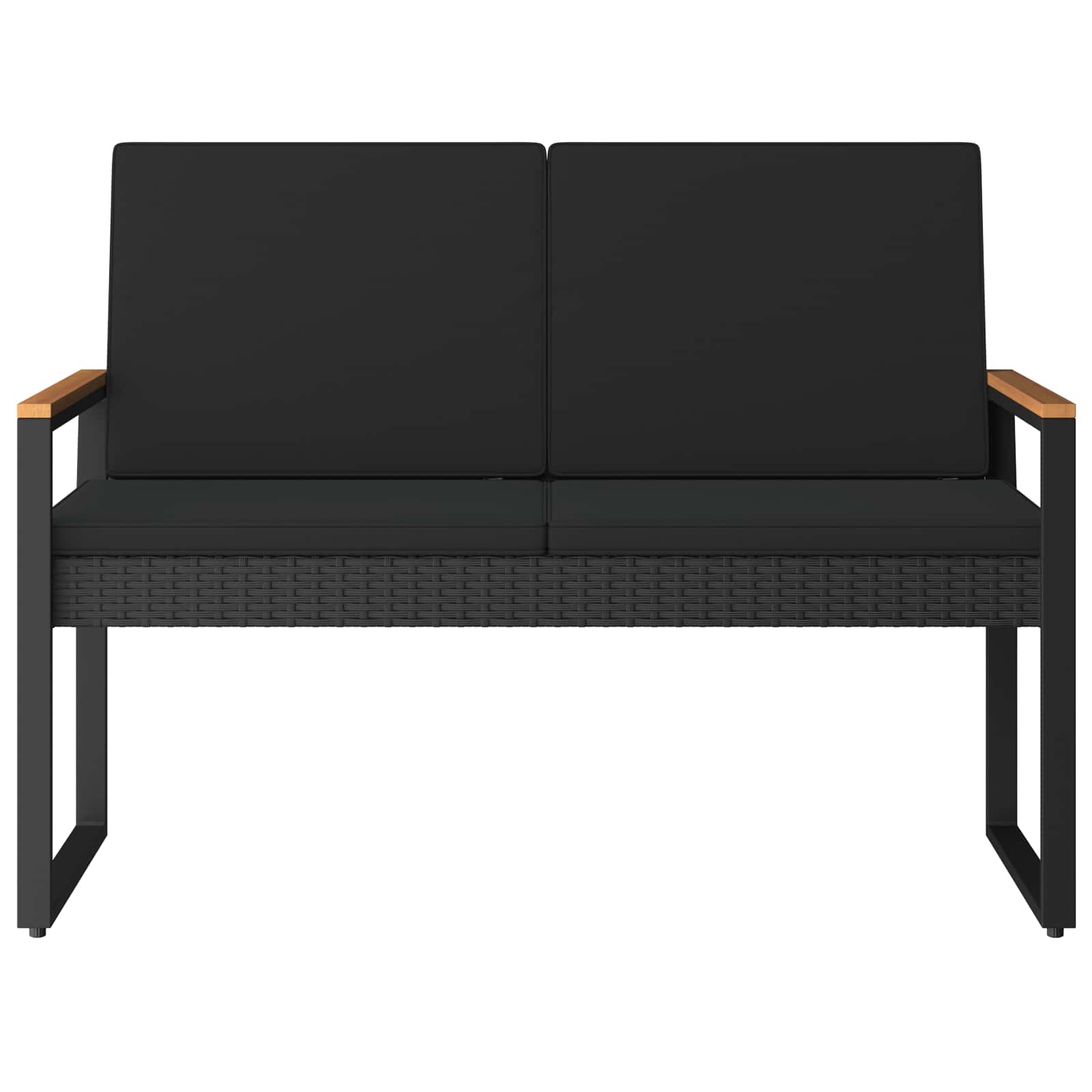 Outdoor Bench with Cushion Black 107 x 61 x 80 cm Poly Rattan