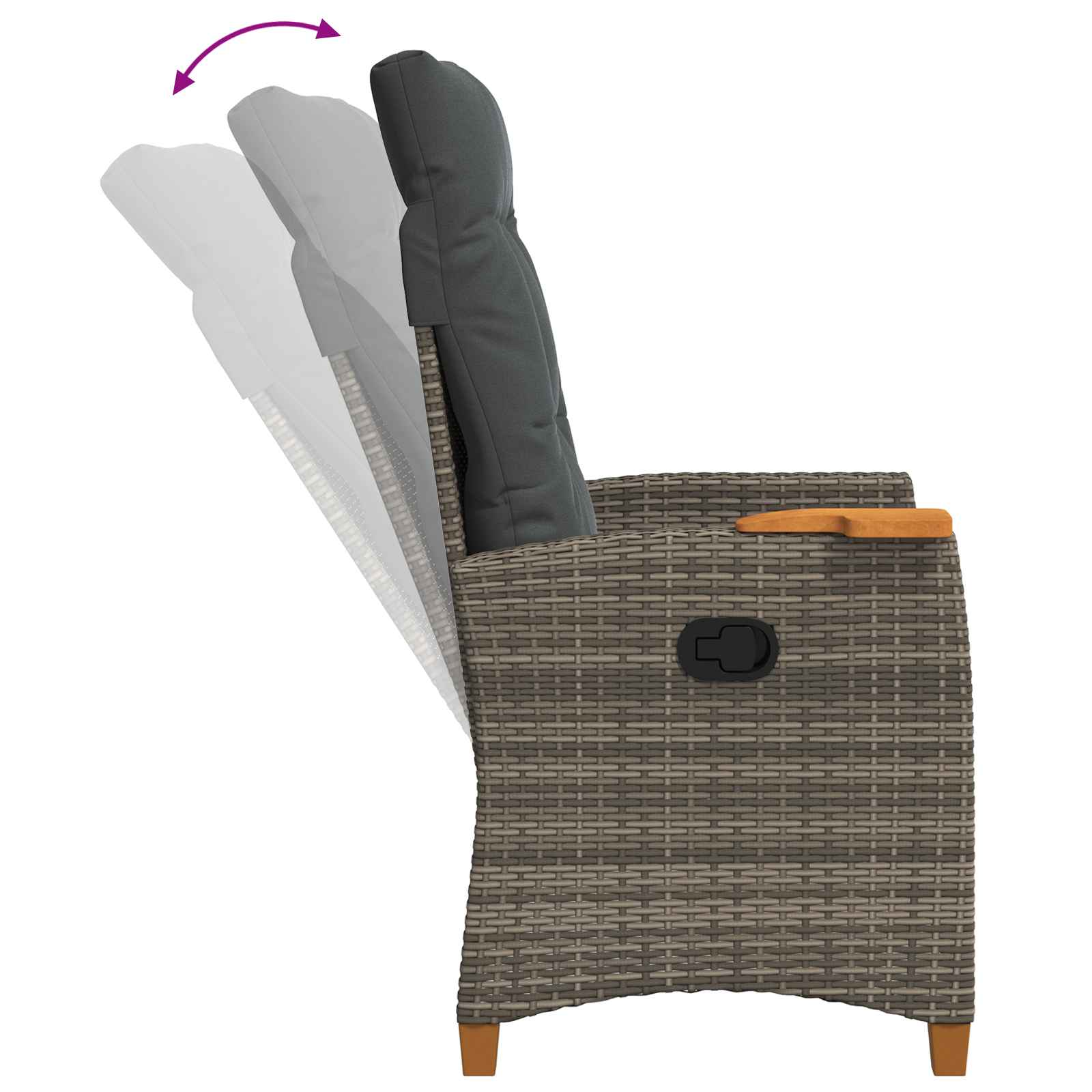 reclining chair with tea plate 62 x 64 x 112 cm Poly Rattan