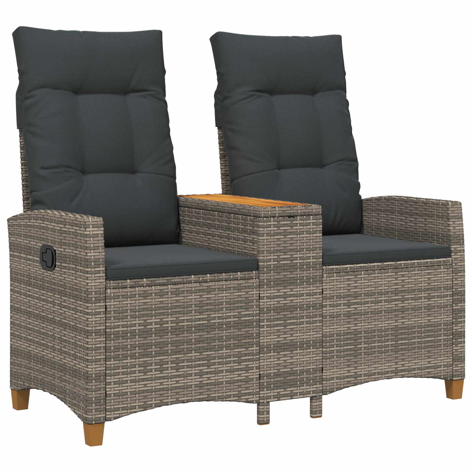 Reclining Bench with Table Grey and Dark Grey 126 x 65 x 112 cm