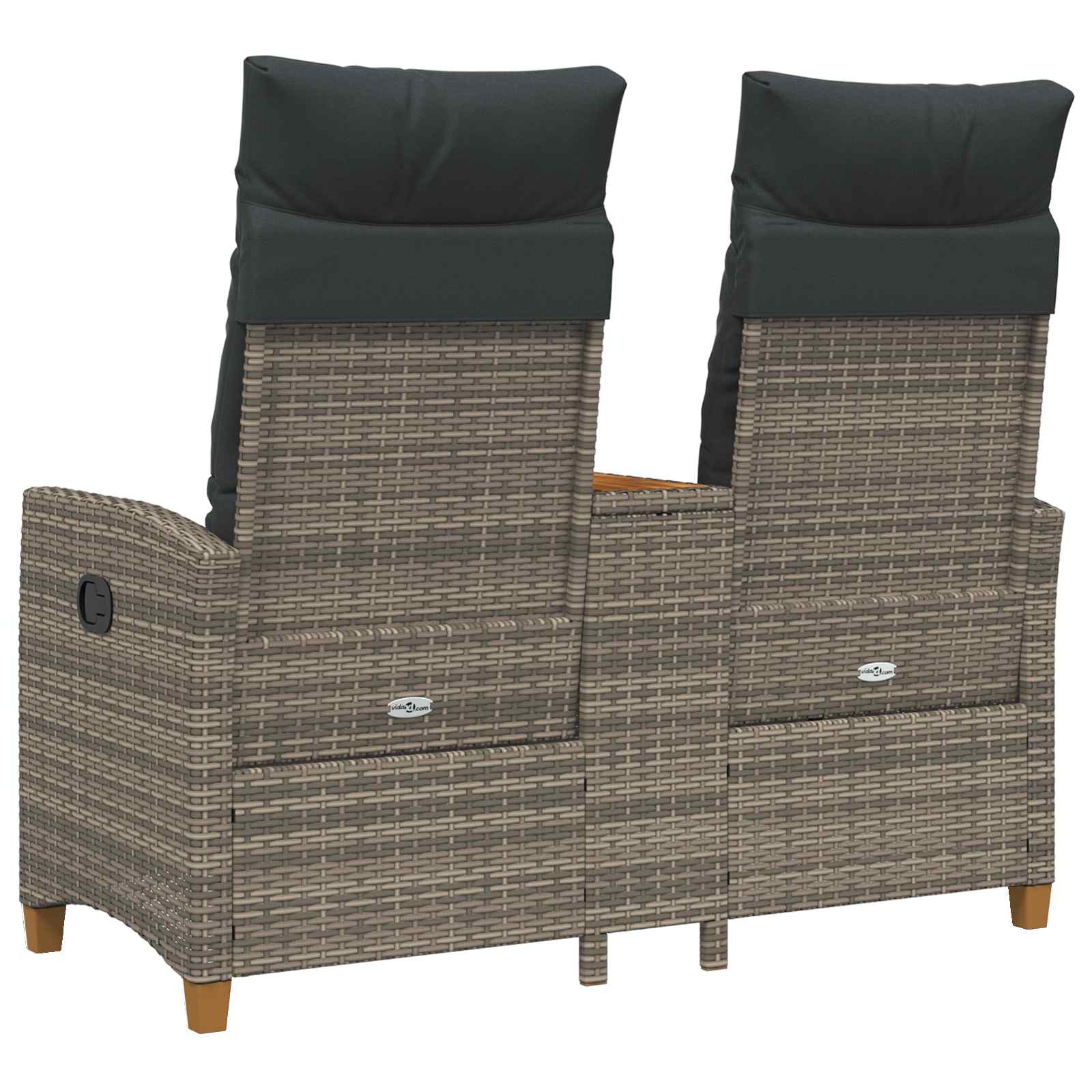 Reclining Bench with Table Grey and Dark Grey 126 x 65 x 112 cm