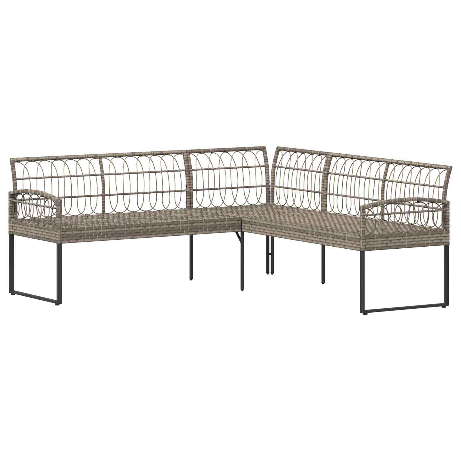 Garden sofa set with Cushion 2 pcs Grey Poly Rattan and Steel