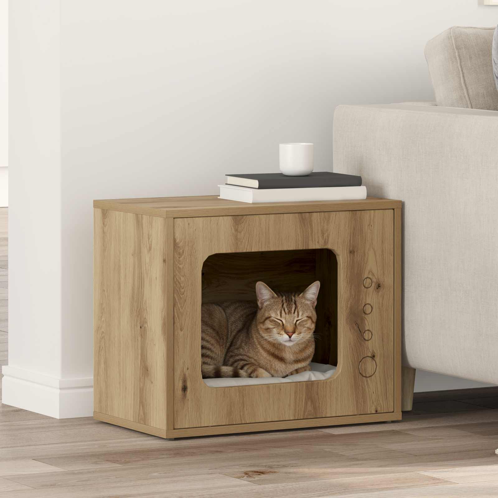 Cat House Artisian Oak 51 x 30 x 42 cm Engineered Wood