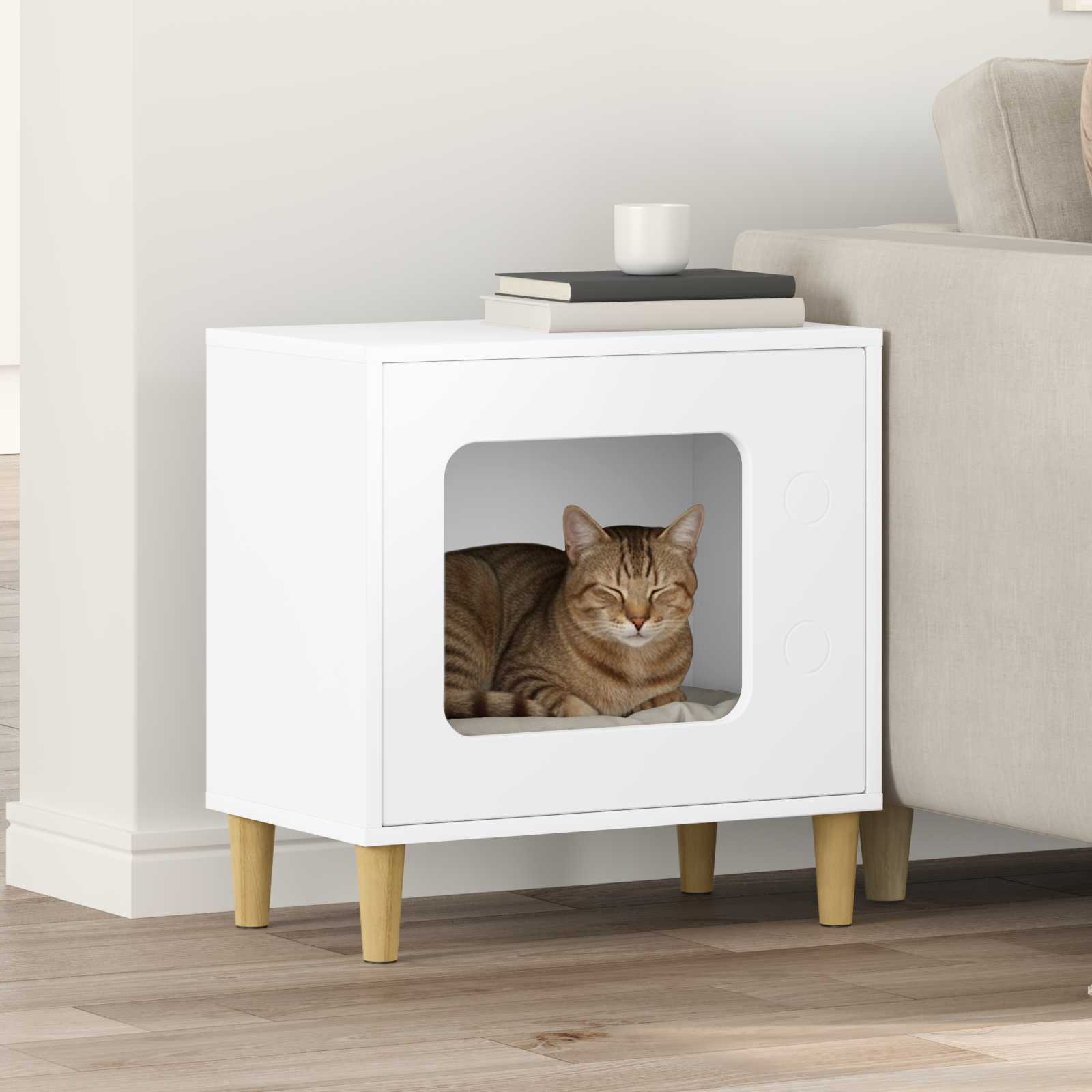 Cat House White 51 x 30 x 52 cm Engineered Wood