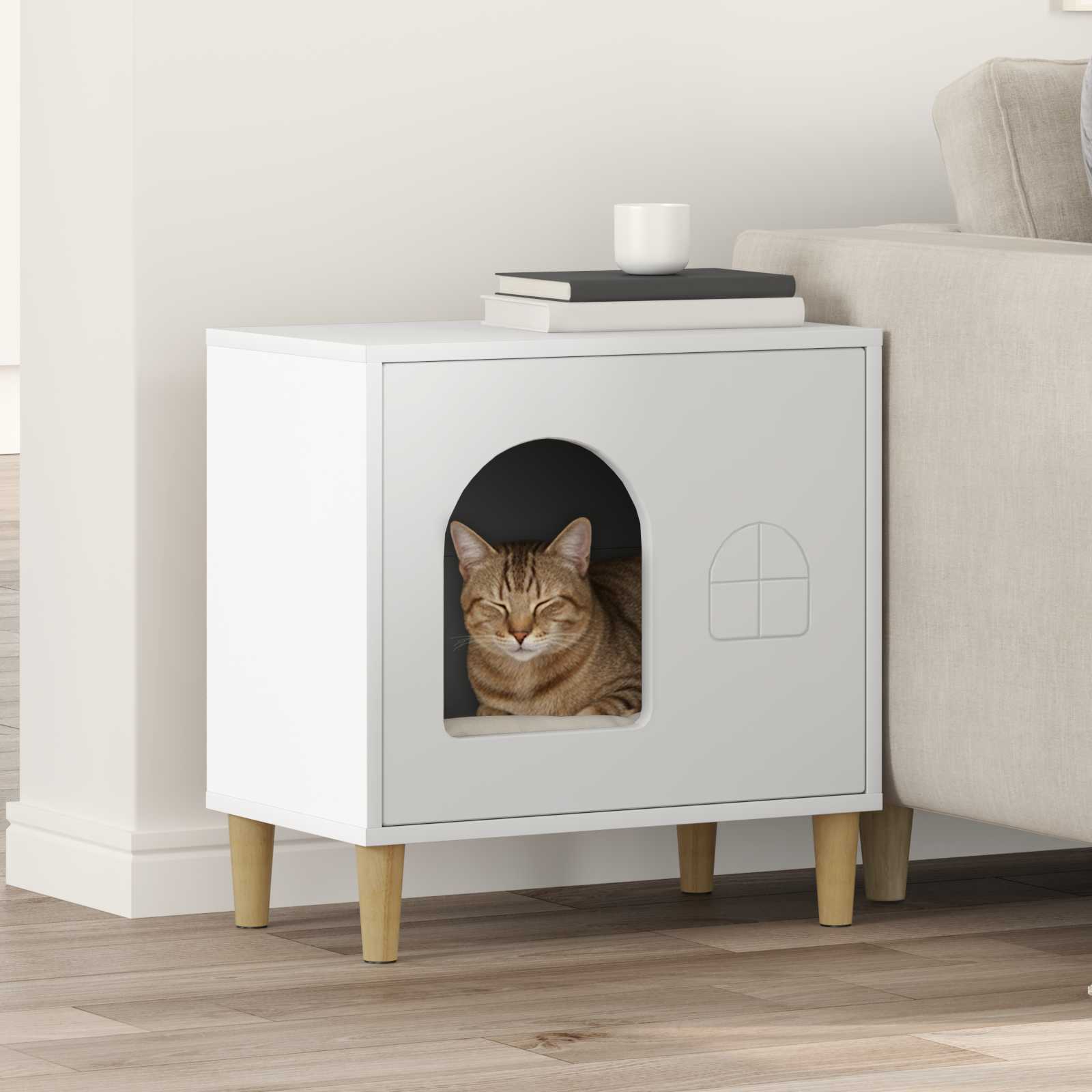Cat House White 51 x 30 x 52 cm Engineered Wood