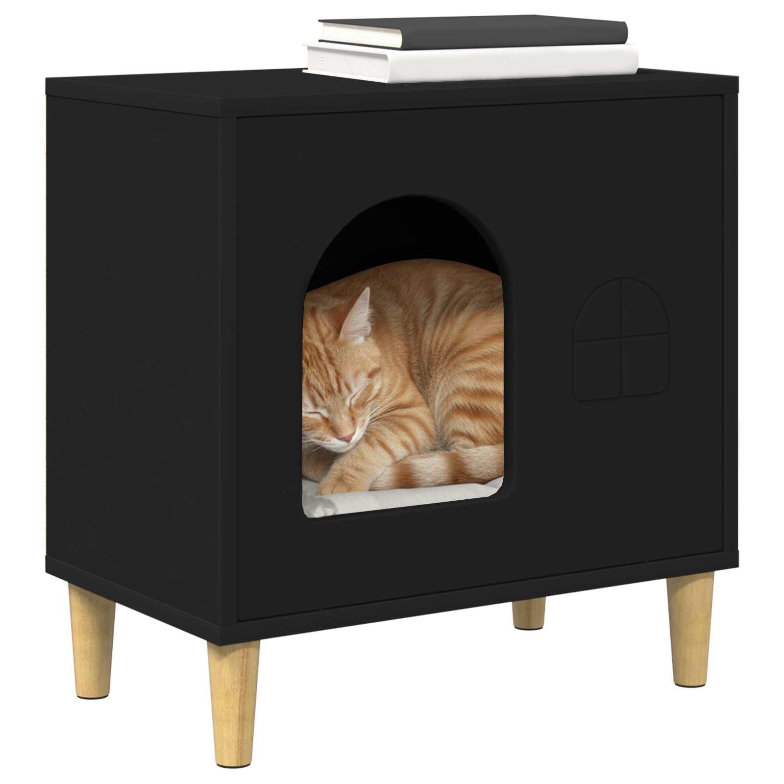Cat House Black 51 x 30 x 52 cm Engineered Wood