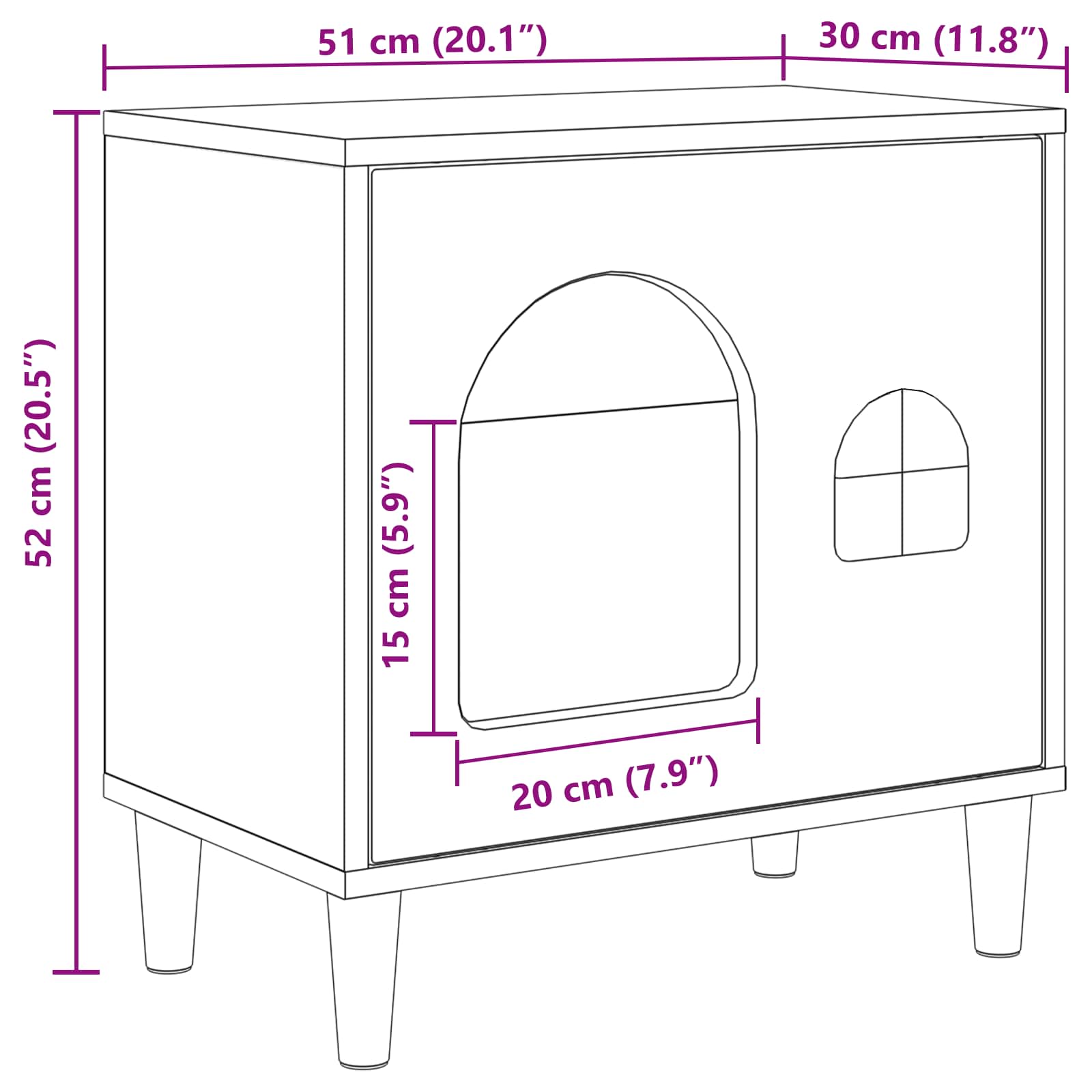 Cat House Black 51 x 30 x 52 cm Engineered Wood