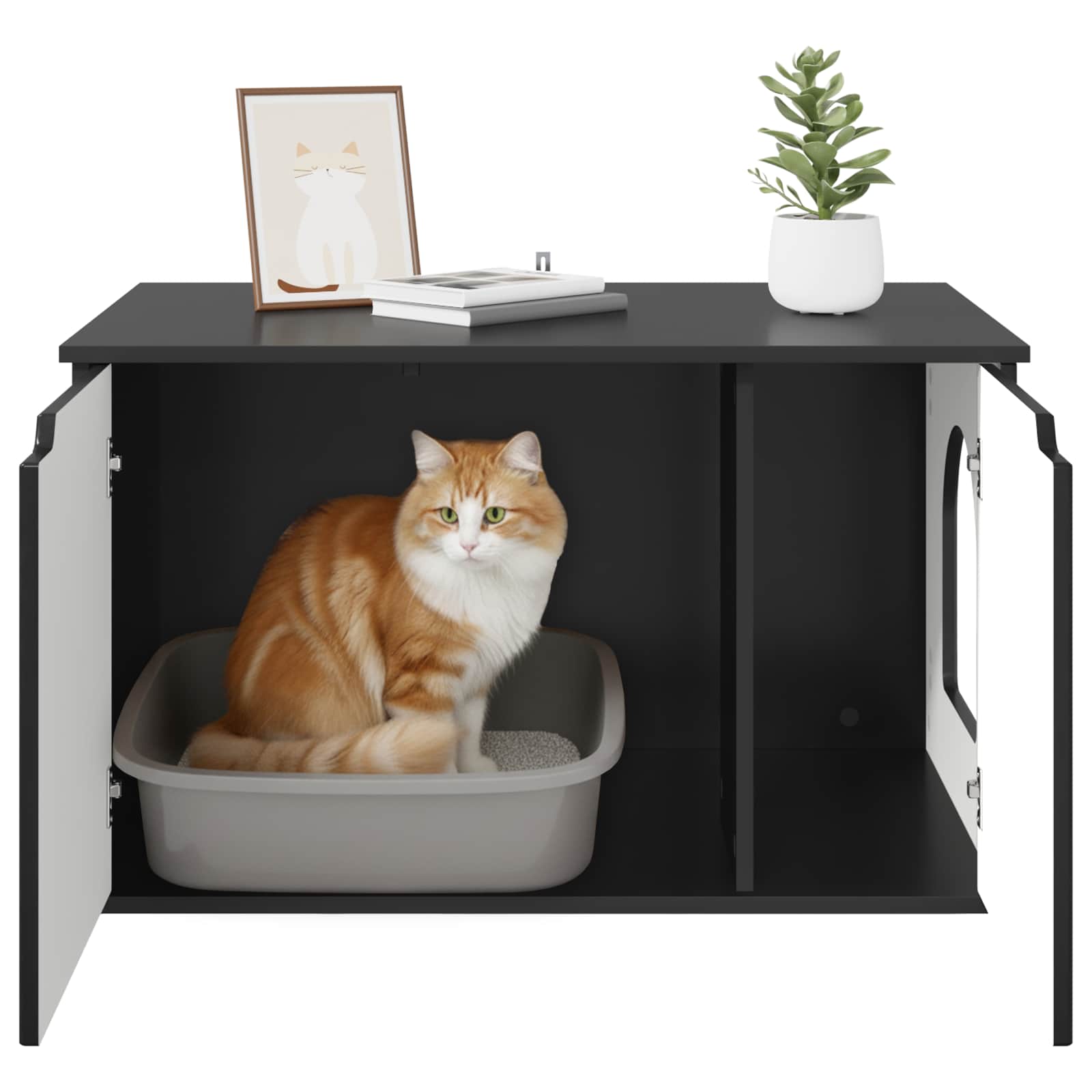 Cat House Black 85 x 55 x 50.5 cm Engineered Wood