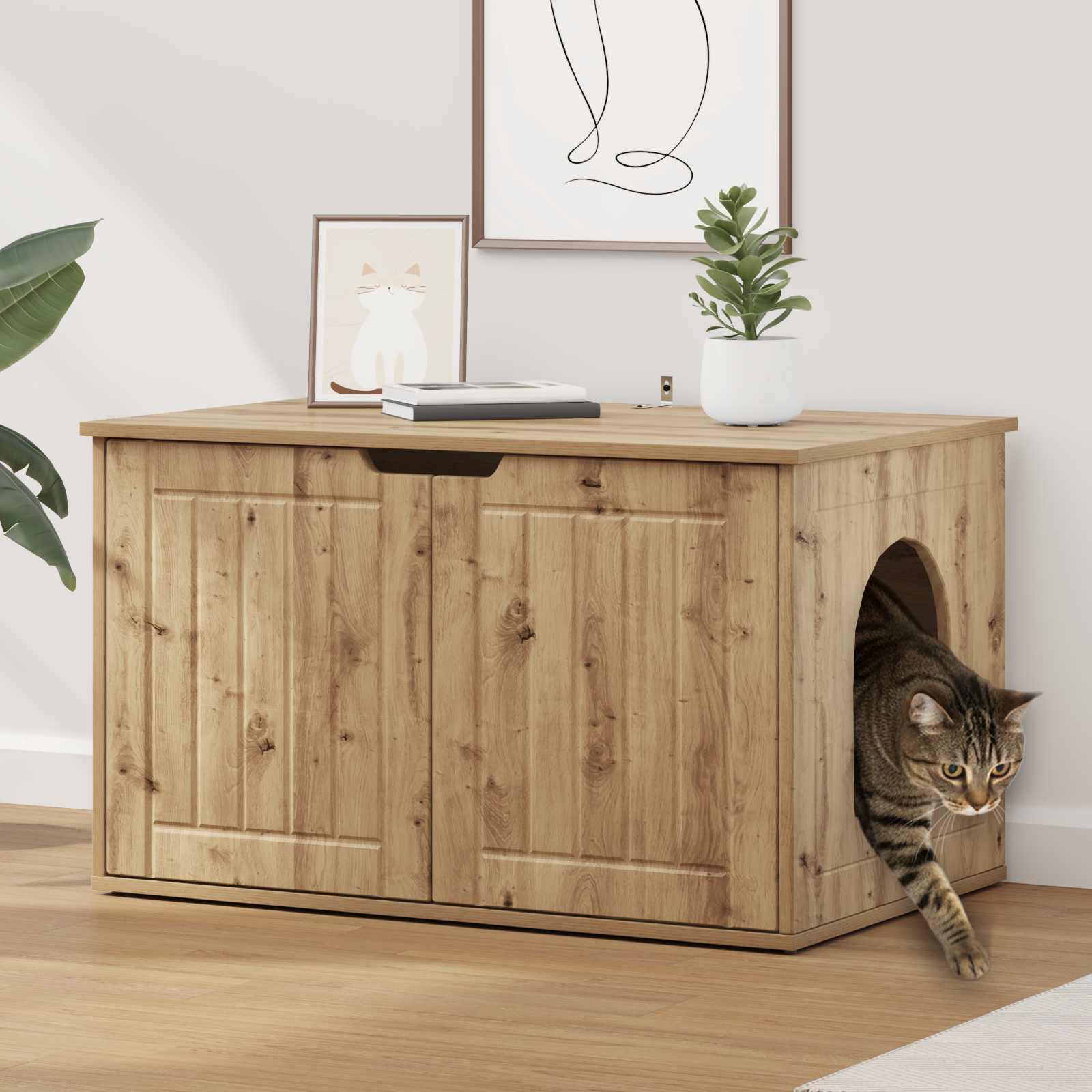 Cat House Artisian Oak 85 x 55 x 50.5 cm Engineered Wood