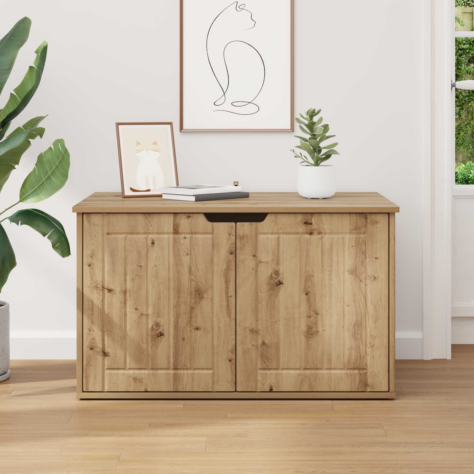 Cat House Artisian Oak 85 x 55 x 50.5 cm Engineered Wood