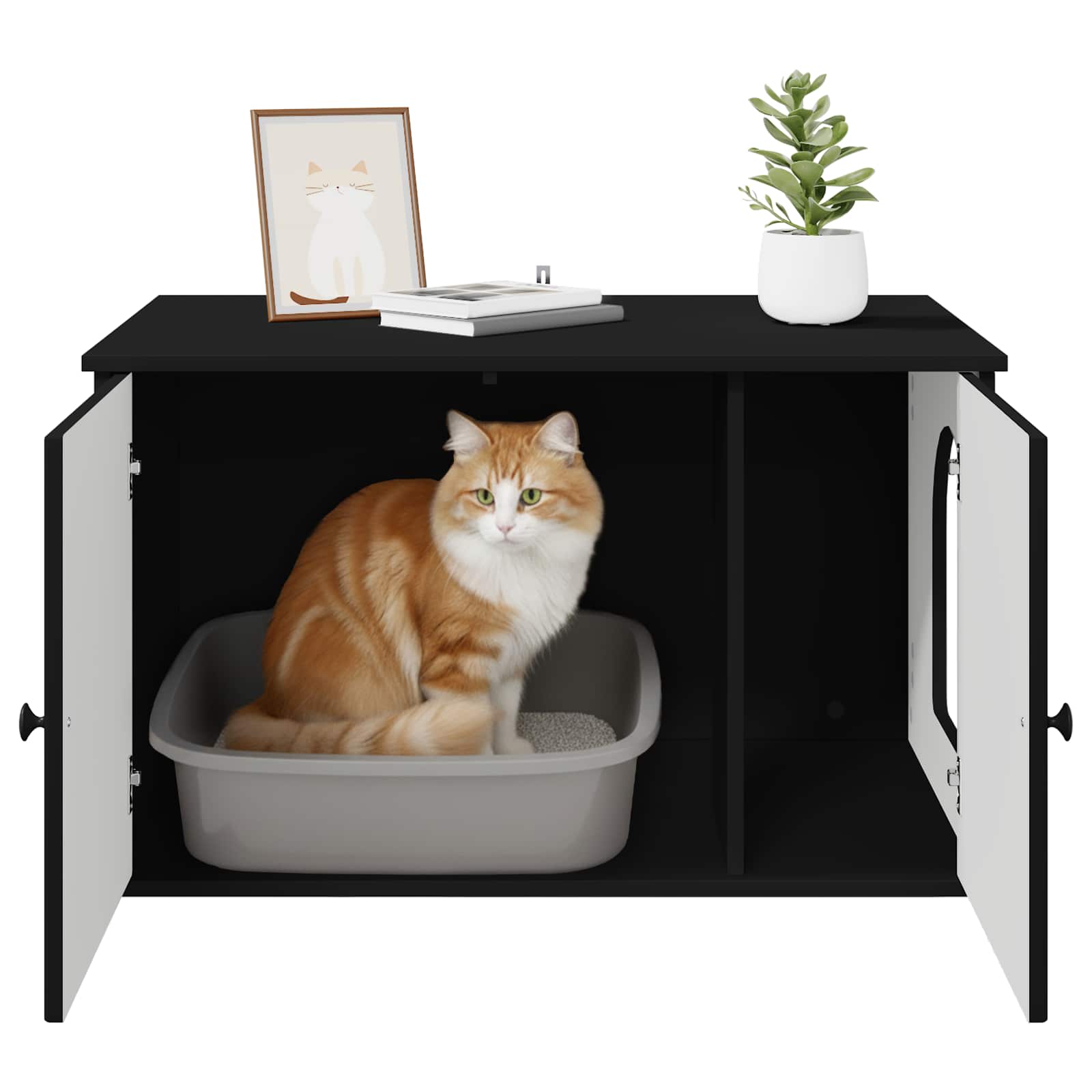 Cat House Black 85 x 55 x 50.5 cm Engineered Wood