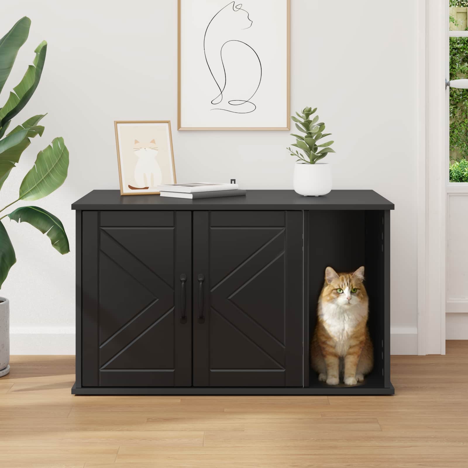 Cat House Black 85 x 55 x 50.5 cm Engineered Wood