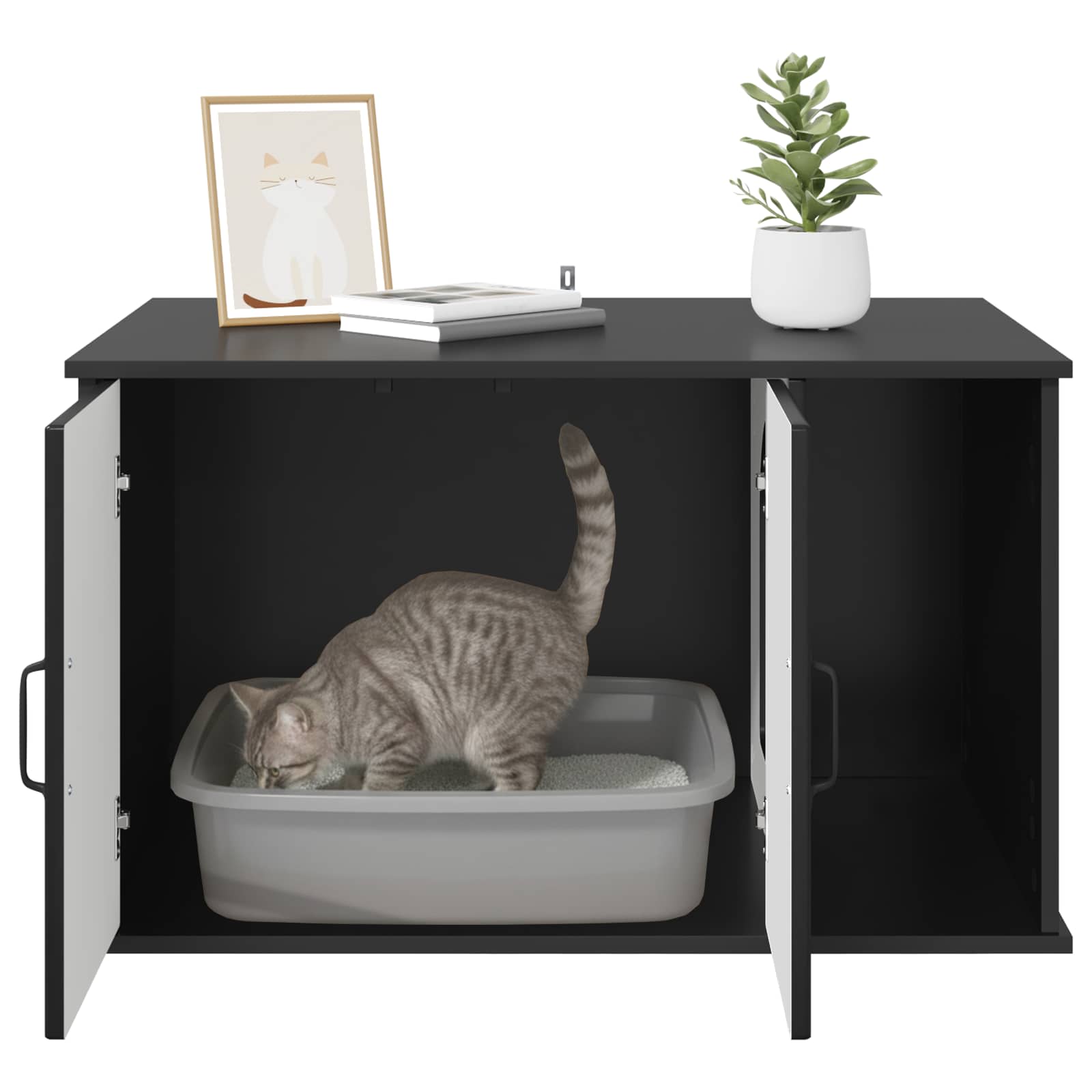 Cat House Black 85 x 55 x 50.5 cm Engineered Wood