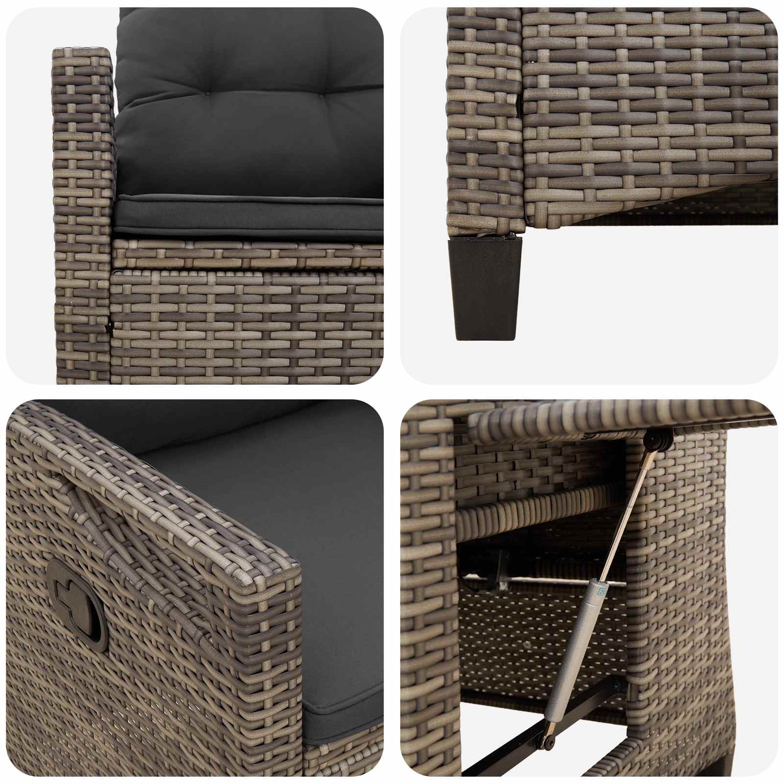 Reclining Garden Chair Grey and Dark Grey 56 x 60 x 112 cm