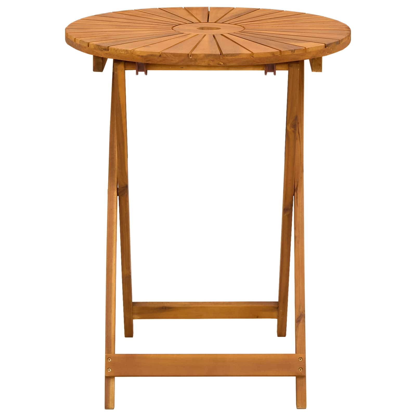 Folding Garden Table Natural Ø60 x 75 cm Solid Acacia Wood