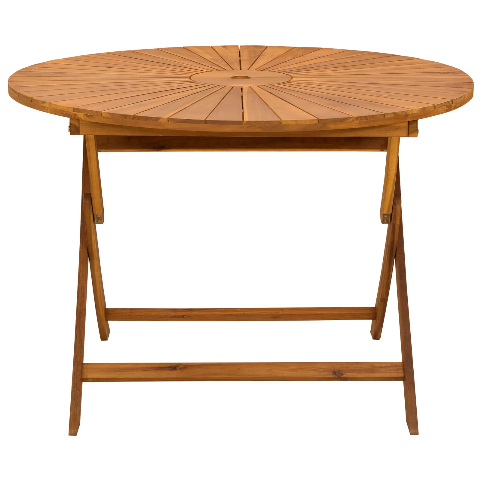Folding Garden Table Natural Ø110 x 75 cm Solid Acacia Wood
