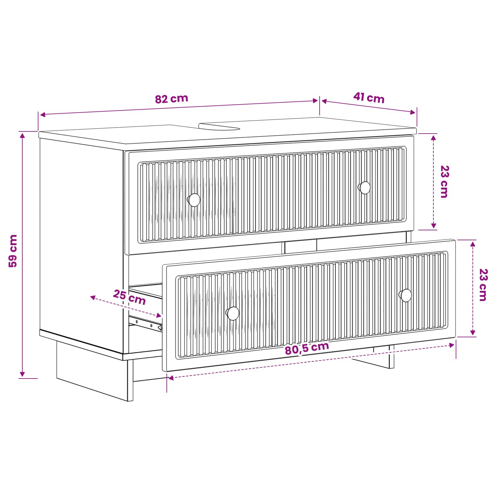 Bathroom Sink Cabinet EDE White 82 x 41 x 59 cm Engineered Wood