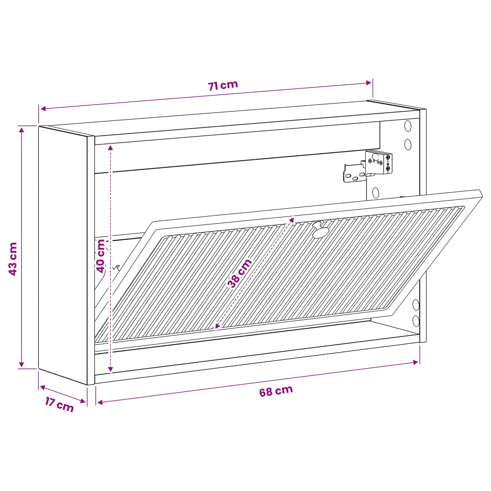 Wall-Mounted Shoe Cabinet EDE 71 x 17 x 43 cm Engineered Wood