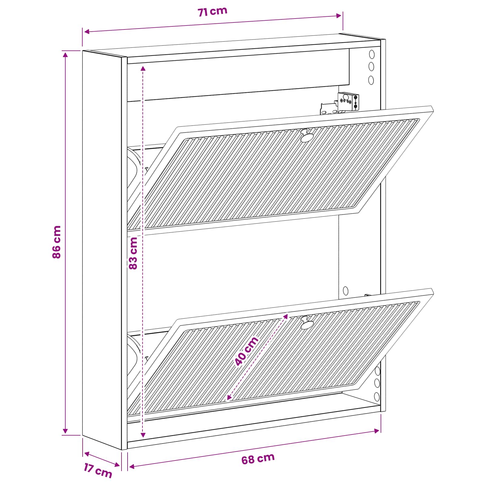 Wall-Mounted Shoe Cabinet EDE 71 x 17 x 86 cm Engineered Wood