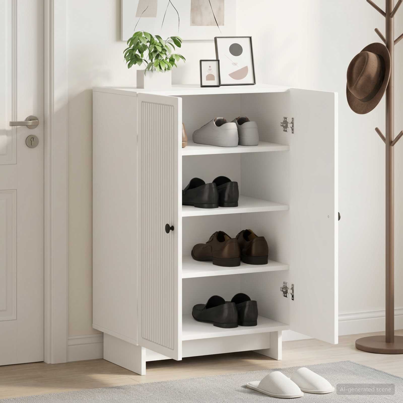 Shoe Cabinet EDE 59.5 x 39.5 x 90 cm Engineered Wood White