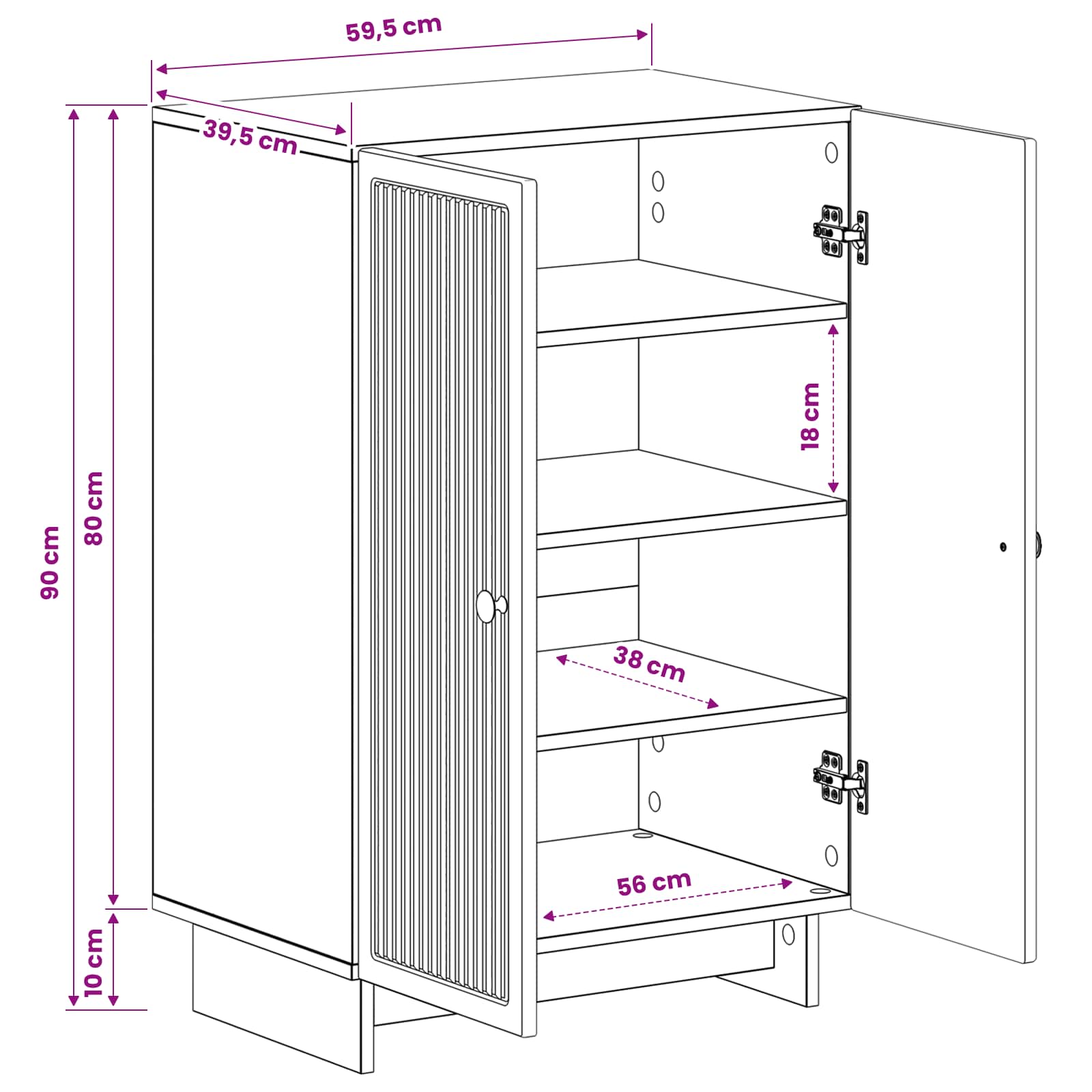 Shoe Cabinet EDE 59.5 x 39.5 x 90 cm Engineered Wood White