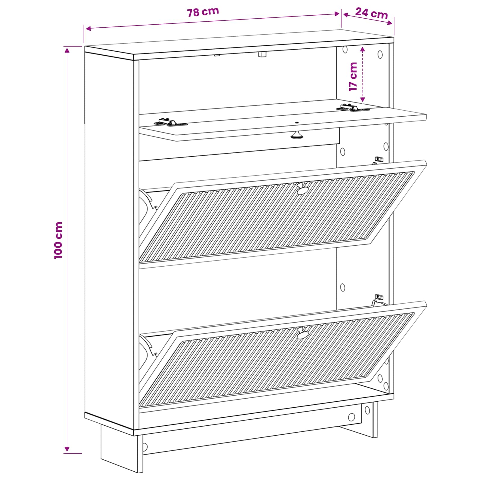 Shoe Cabinet EDE 78 x 24 x 103 cm Engineered Wood White