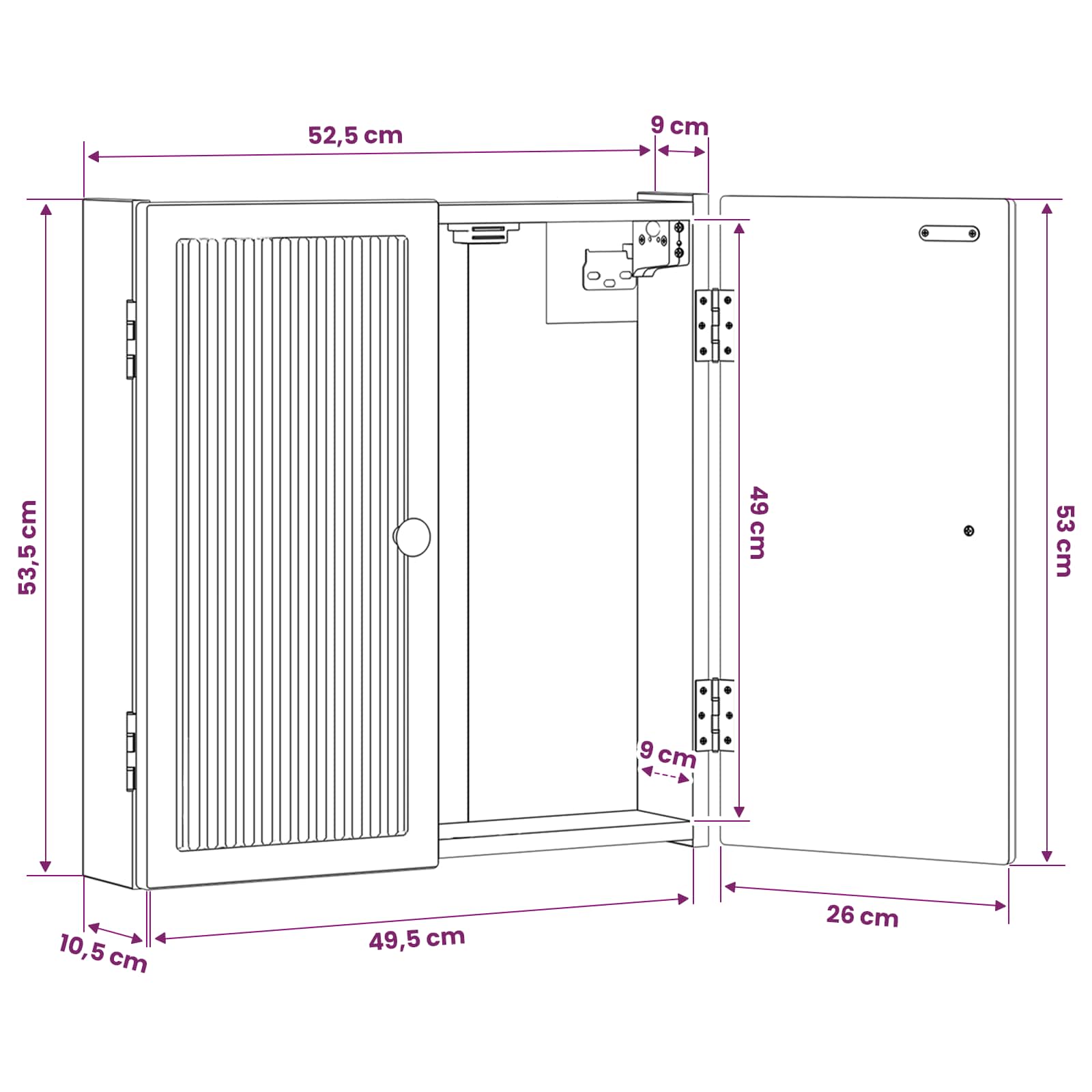 Dartboard Cabinet EDE White 52.5 x 10.5 x 53.5 cm