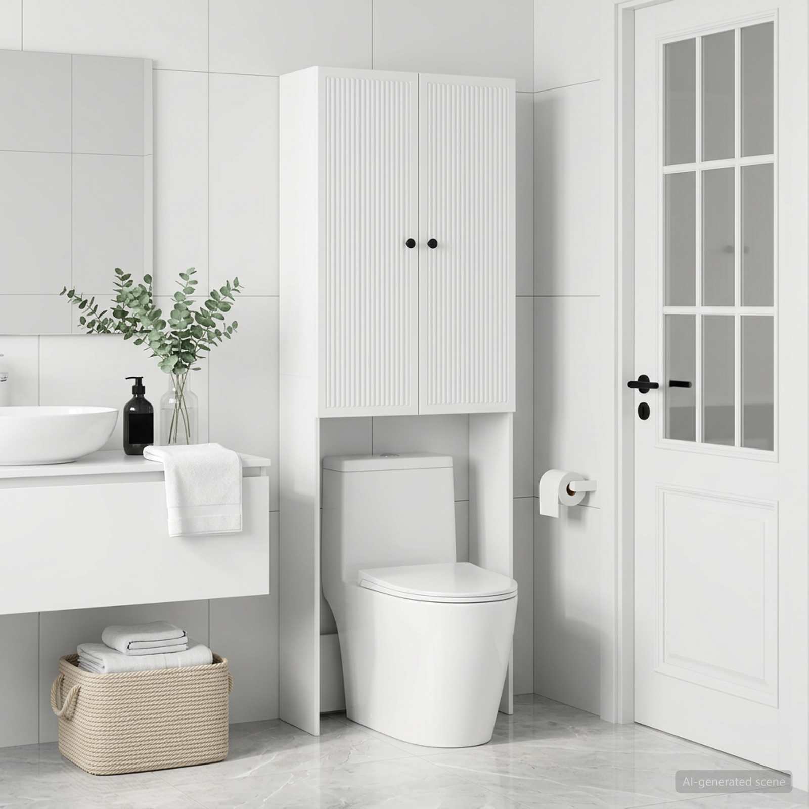 Toilet Cabinet EDE White 66 x 25.5 x 190 cm Engineered Wood