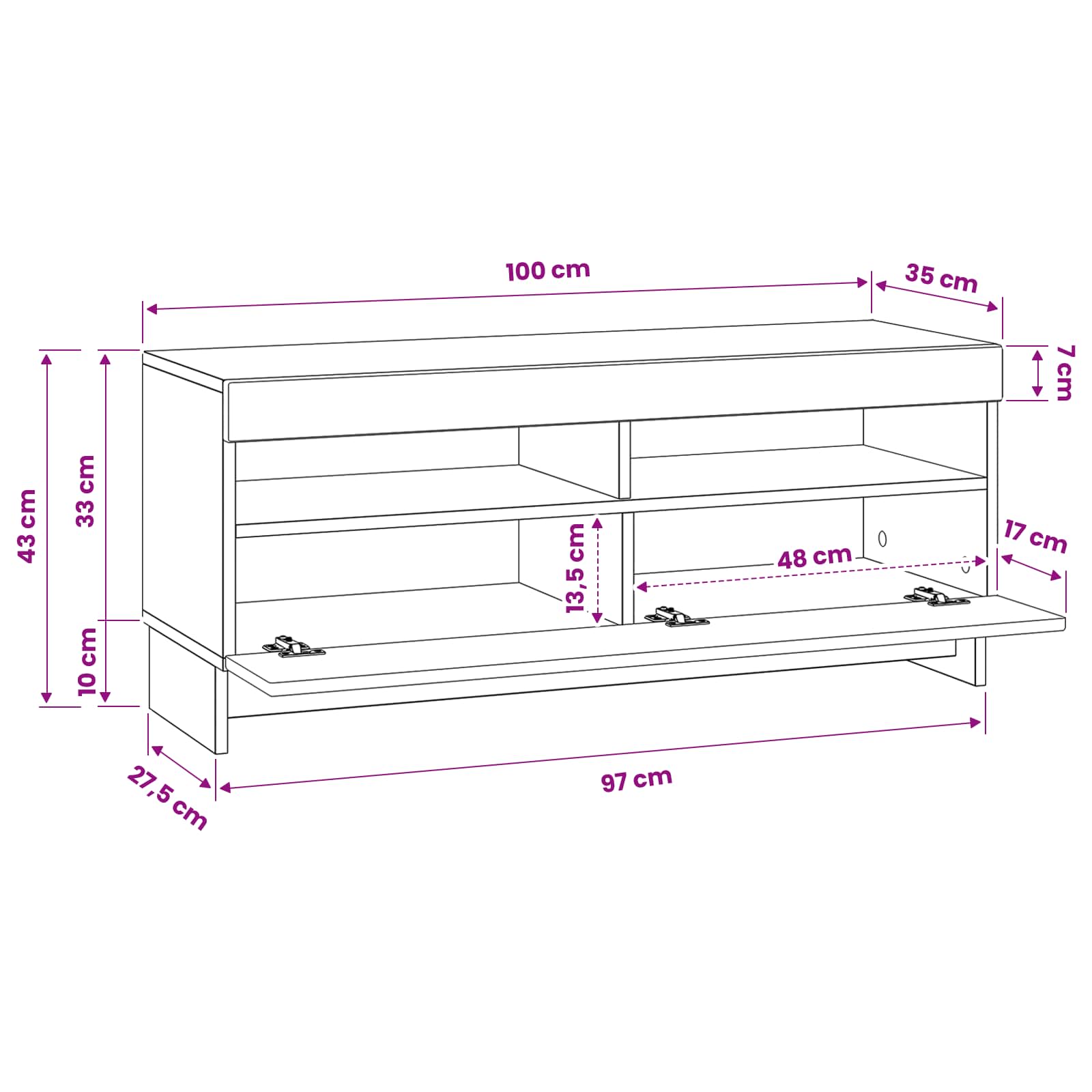 LED TV Cabinet White Engineered Wood