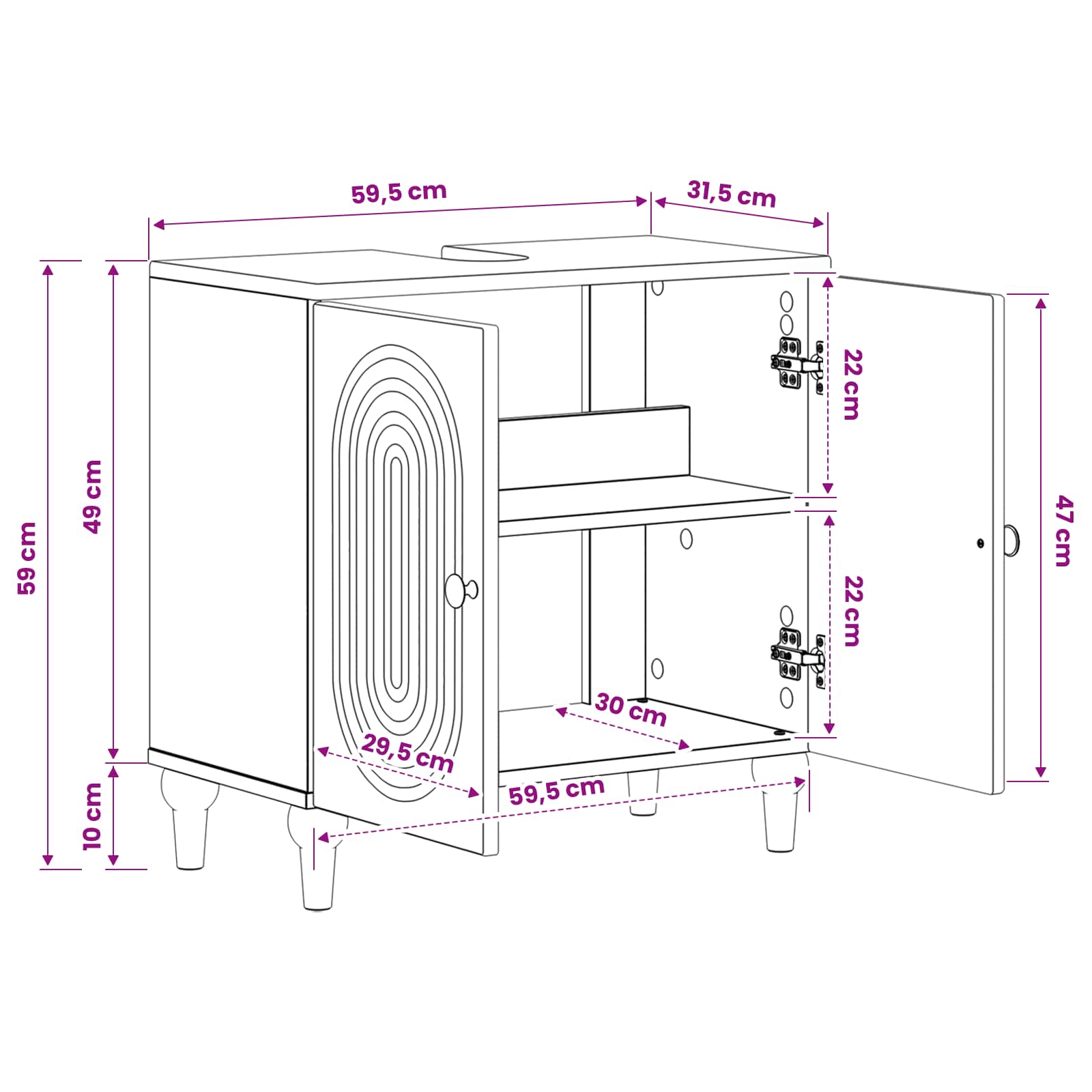 Bathroom Sink Cabinet ALKMAAR White 59.5 x 31.5 x 59 cm