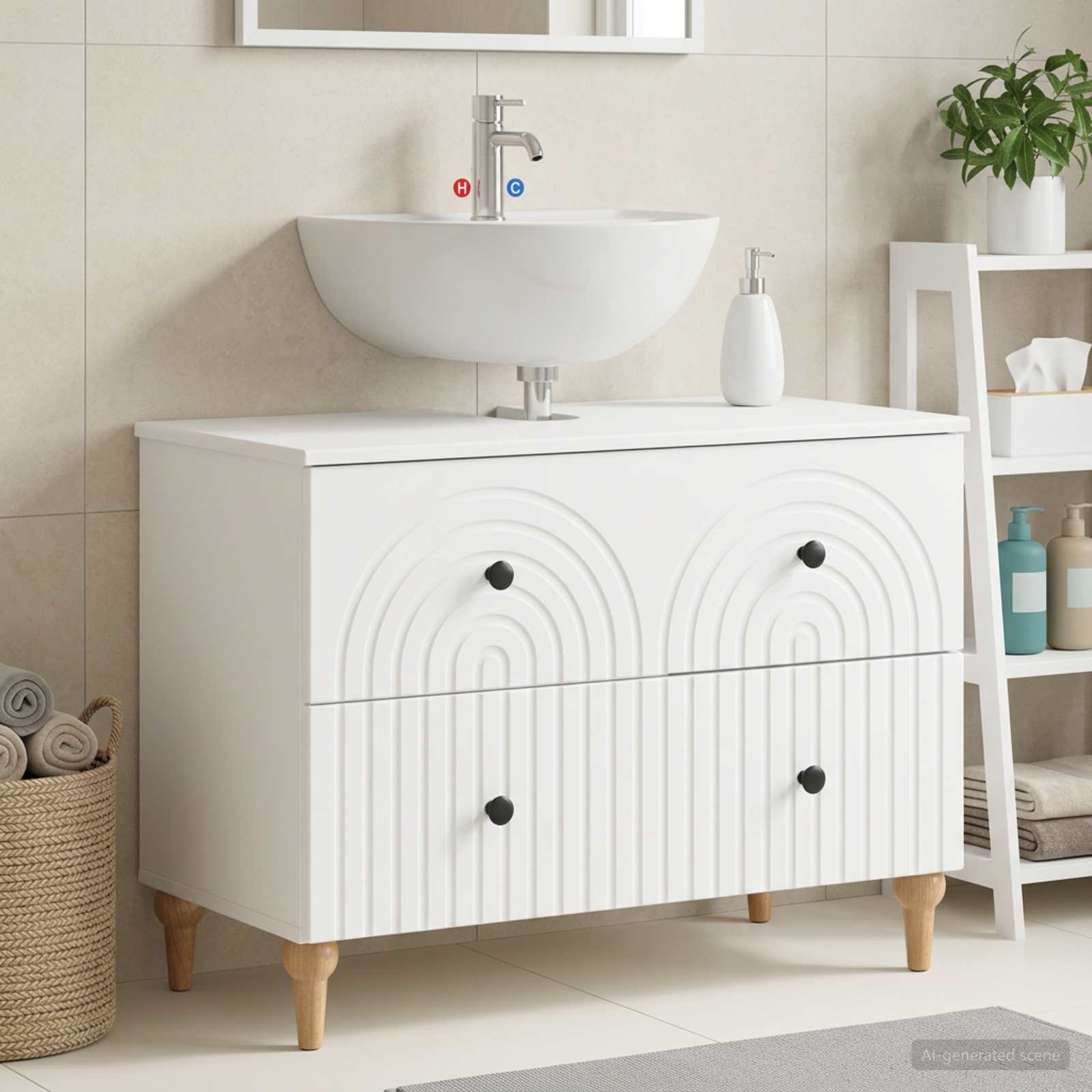 Bathroom Sink Cabinet ALKMAAR White 82 x 41 x 59 cm