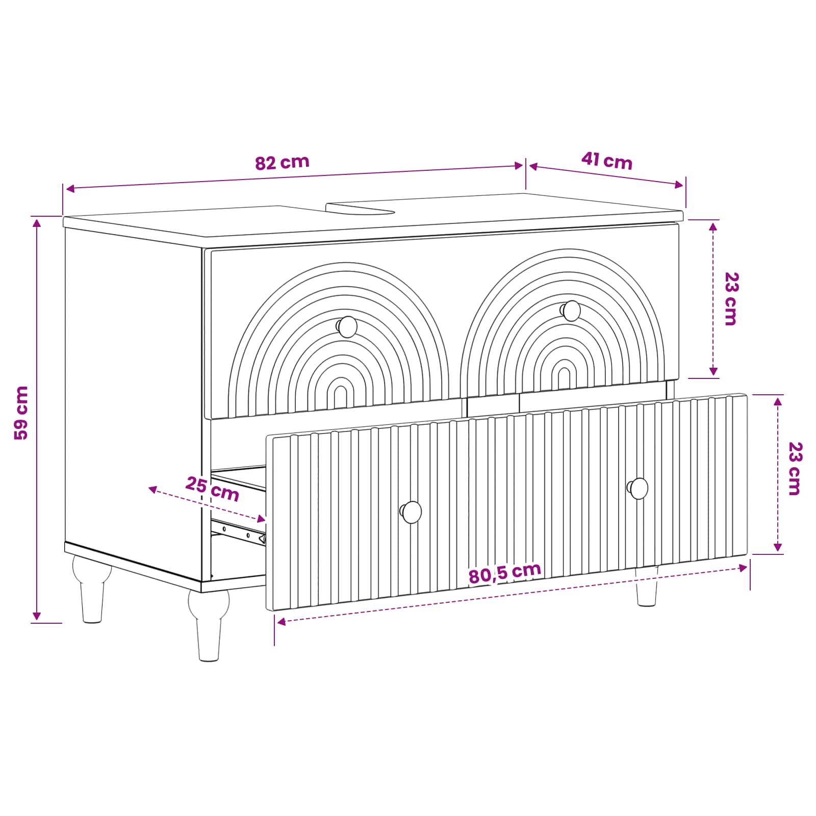 Bathroom Sink Cabinet ALKMAAR White 82 x 41 x 59 cm