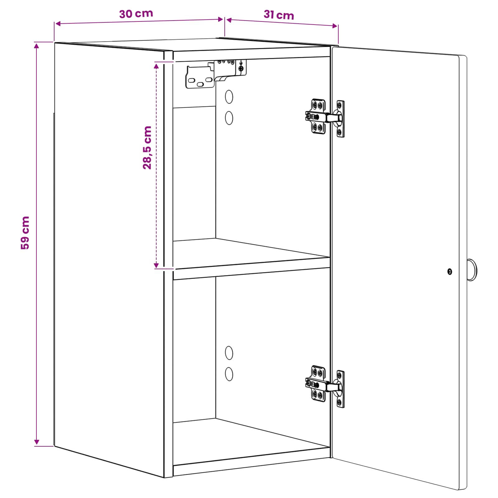 Bathroom Wall Cabinet ALKMAAR White 30 x 31 x 59 cm