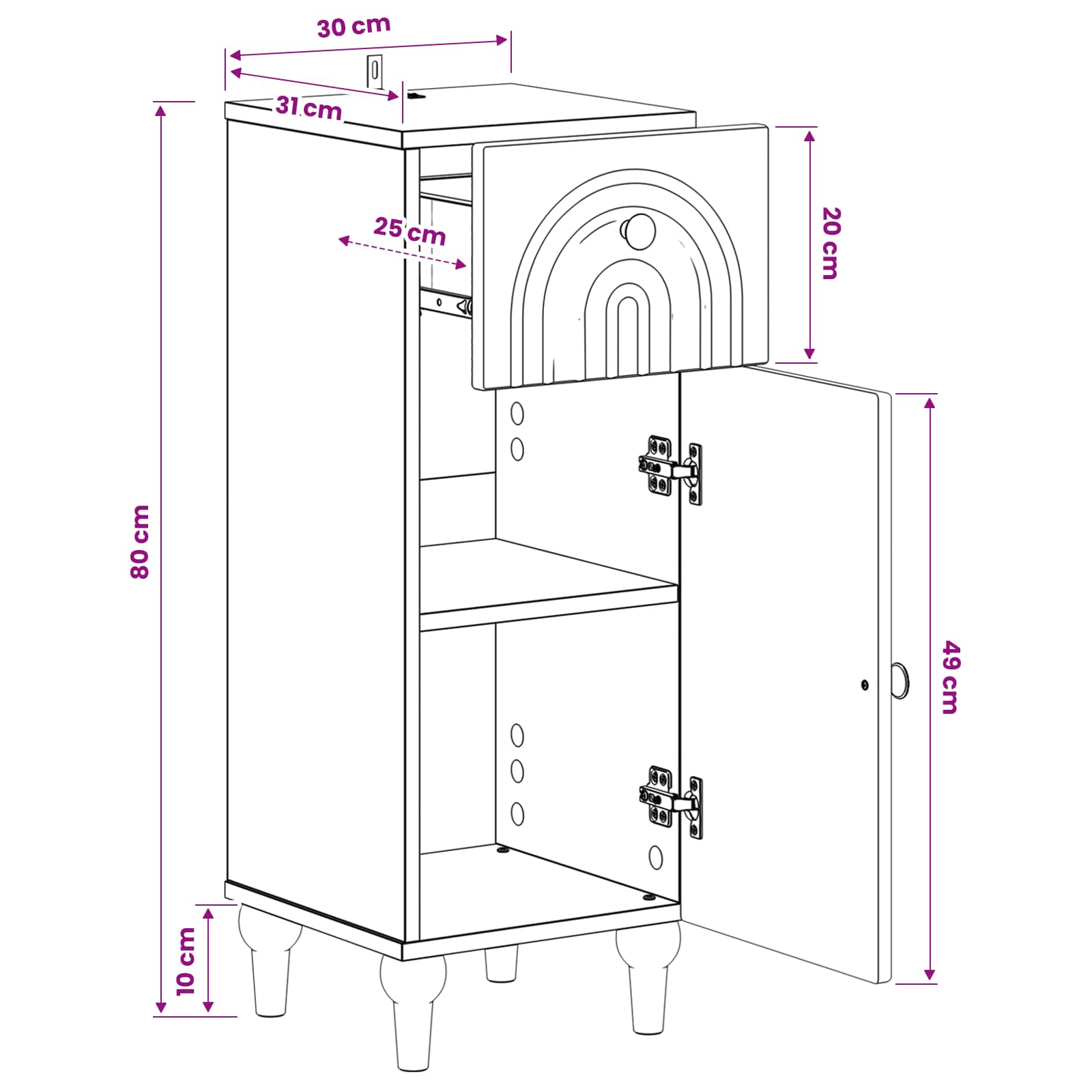 Bathroom Storage Cabinet ALKMAAR White 30 x 31 x 80 cm