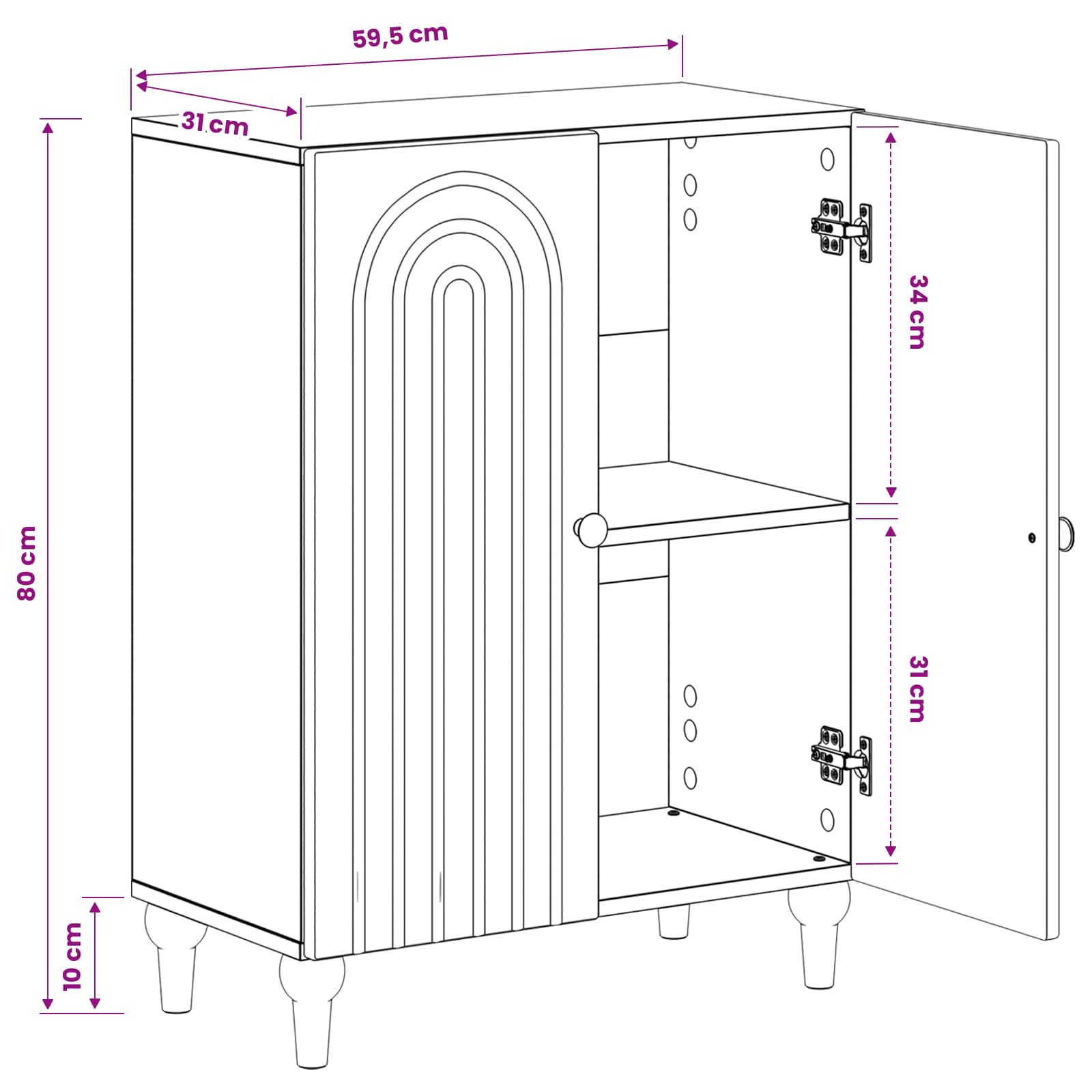 Bathroom Storage Cabinet ALKMAAR White 59.5 x 31 x 80 cm