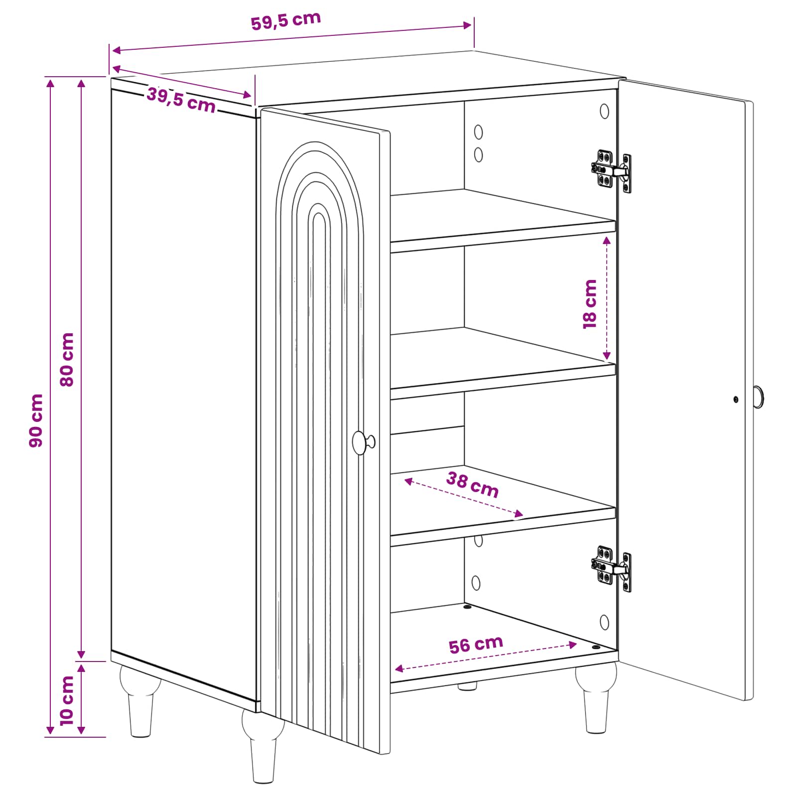 Shoe Cabinet ALKMAAR 59.5 x 39.5 x 90 cm Engineered Wood White