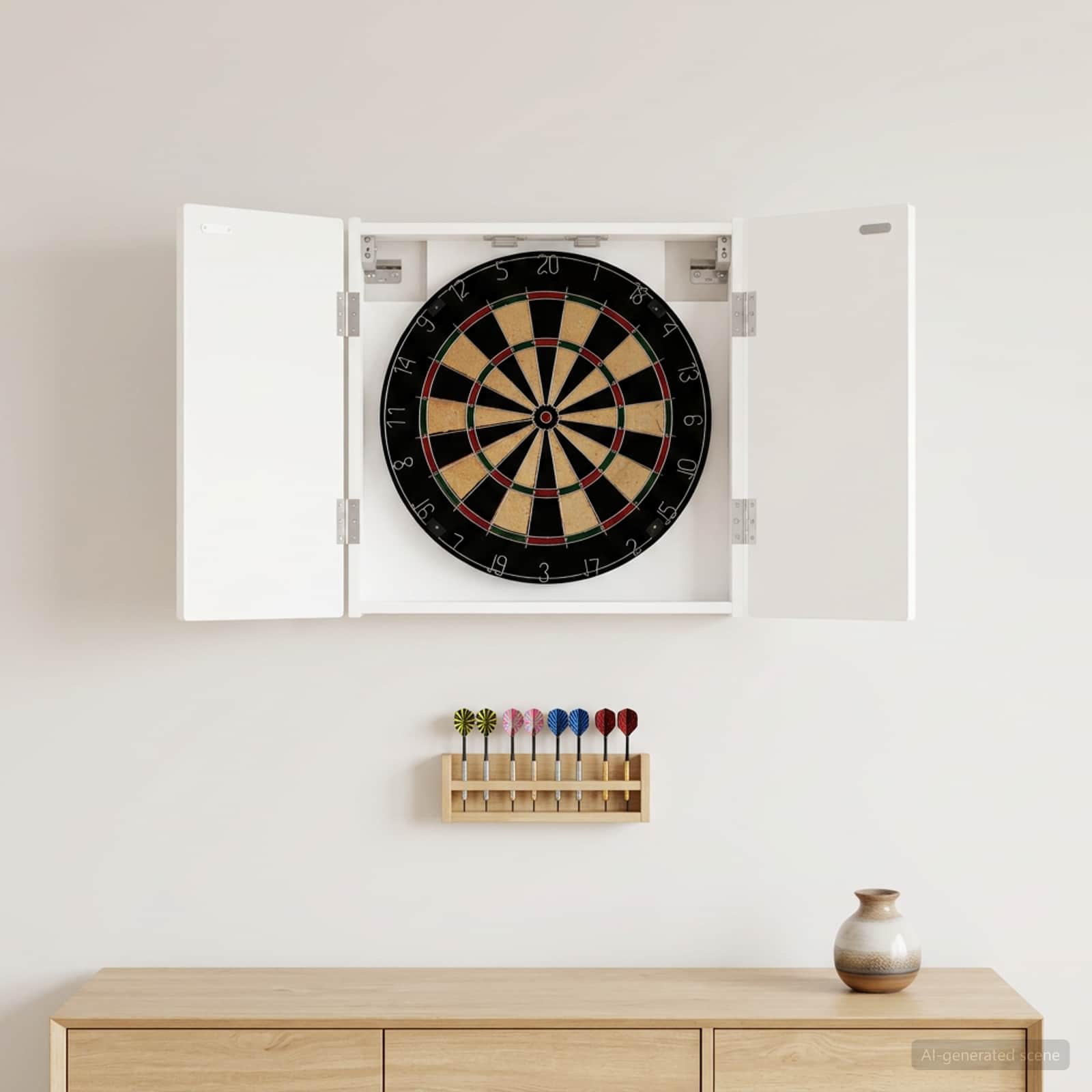 Dartboard Cabinet ALKMAAR White 52.5 x 10.5 x 53.5 cm
